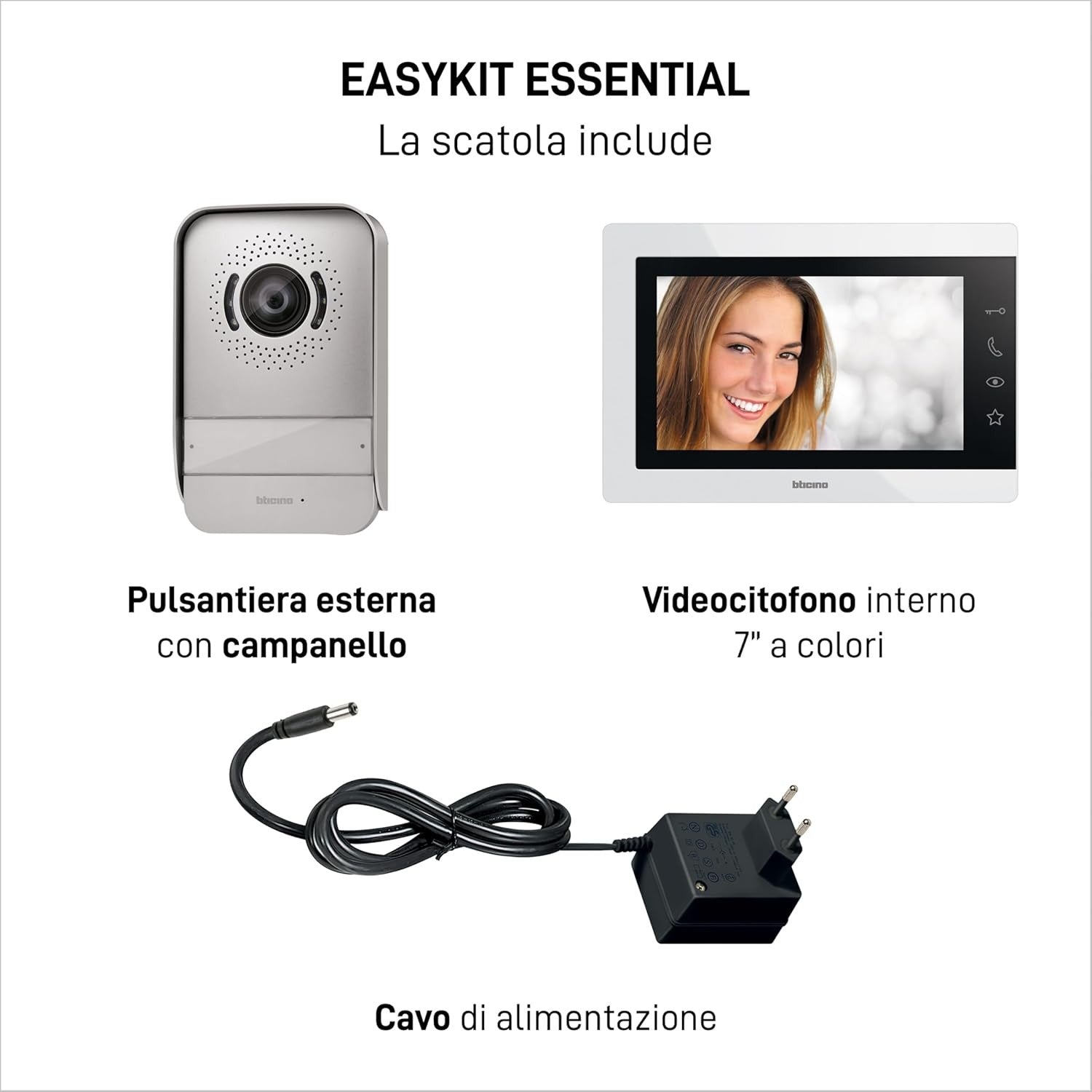 BTicino Videocitofono 2 Fili Mono-Bifamiliare Easykit Essential