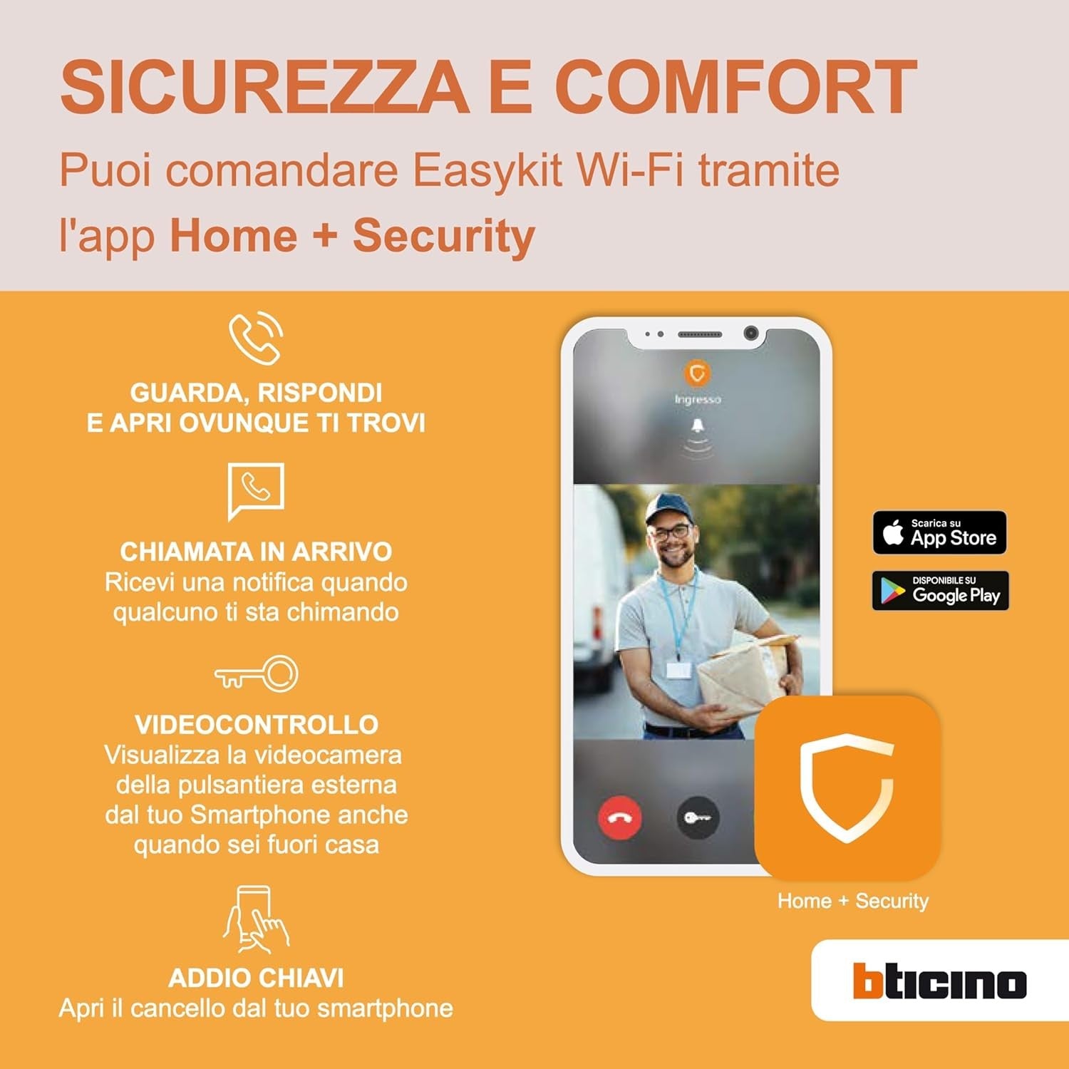 BTicino Videocitofono WiFi Monofamiliare Plug-In 2 Fili Espandibile Bifamiliare