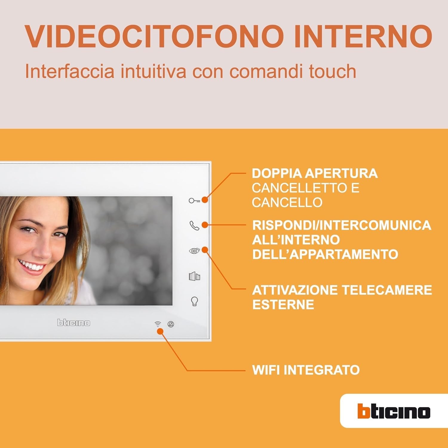 BTicino Videocitofono WiFi Monofamiliare Plug-In 2 Fili Espandibile Bifamiliare