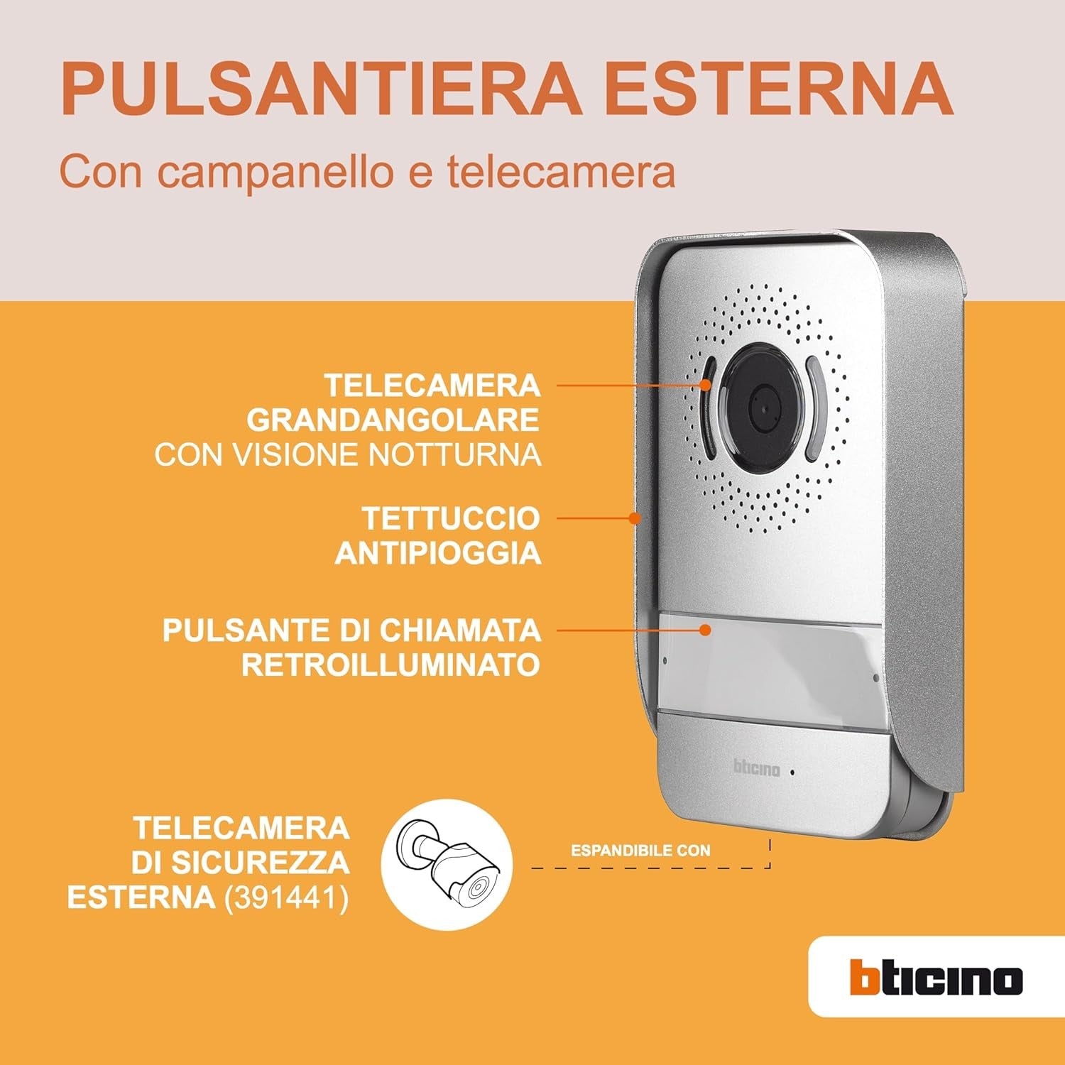 BTicino Videocitofono WiFi Monofamiliare Plug-In 2 Fili Espandibile Bifamiliare