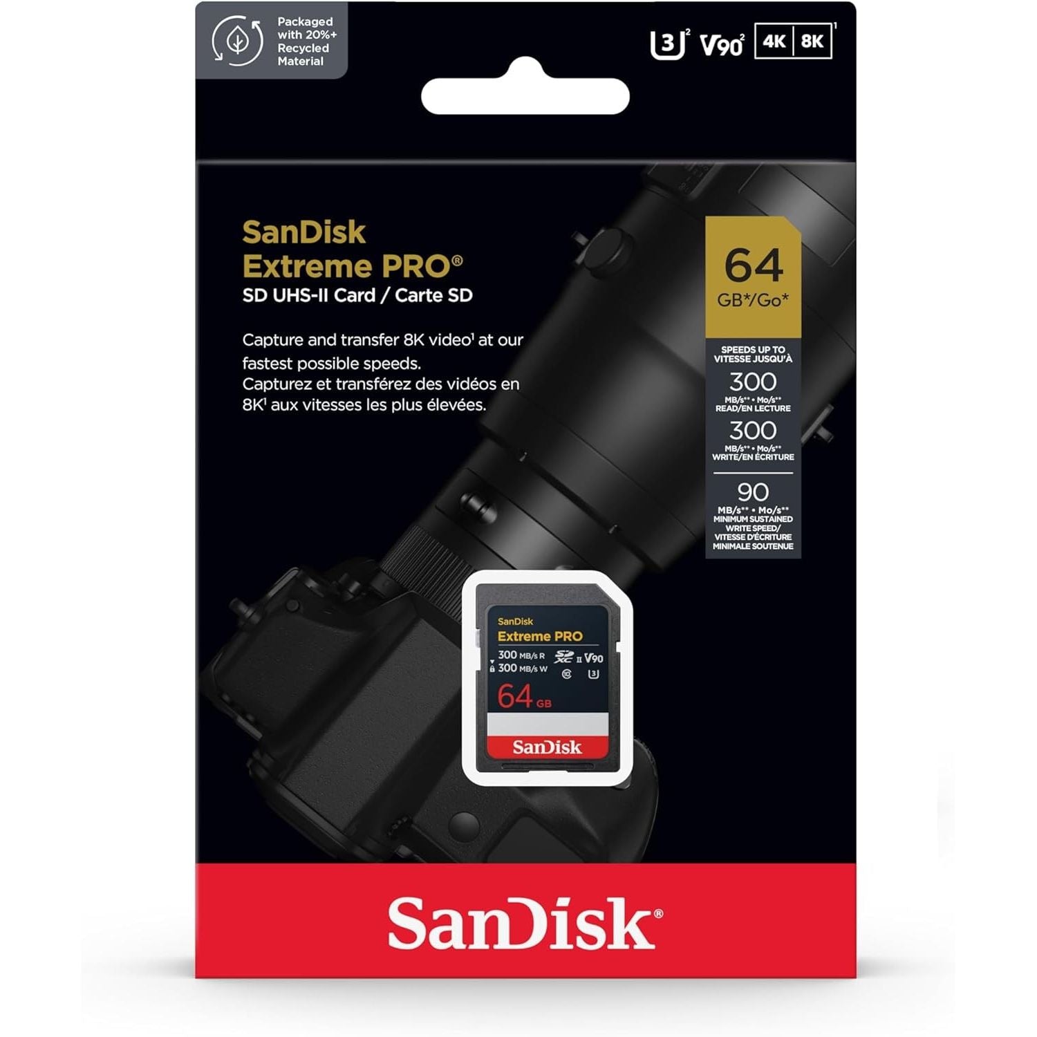 SanDisk SDXC Extreme PRO UHS-II (64GB) 300MB/S  V90 GARANZIA ITALIA 5 ANNI