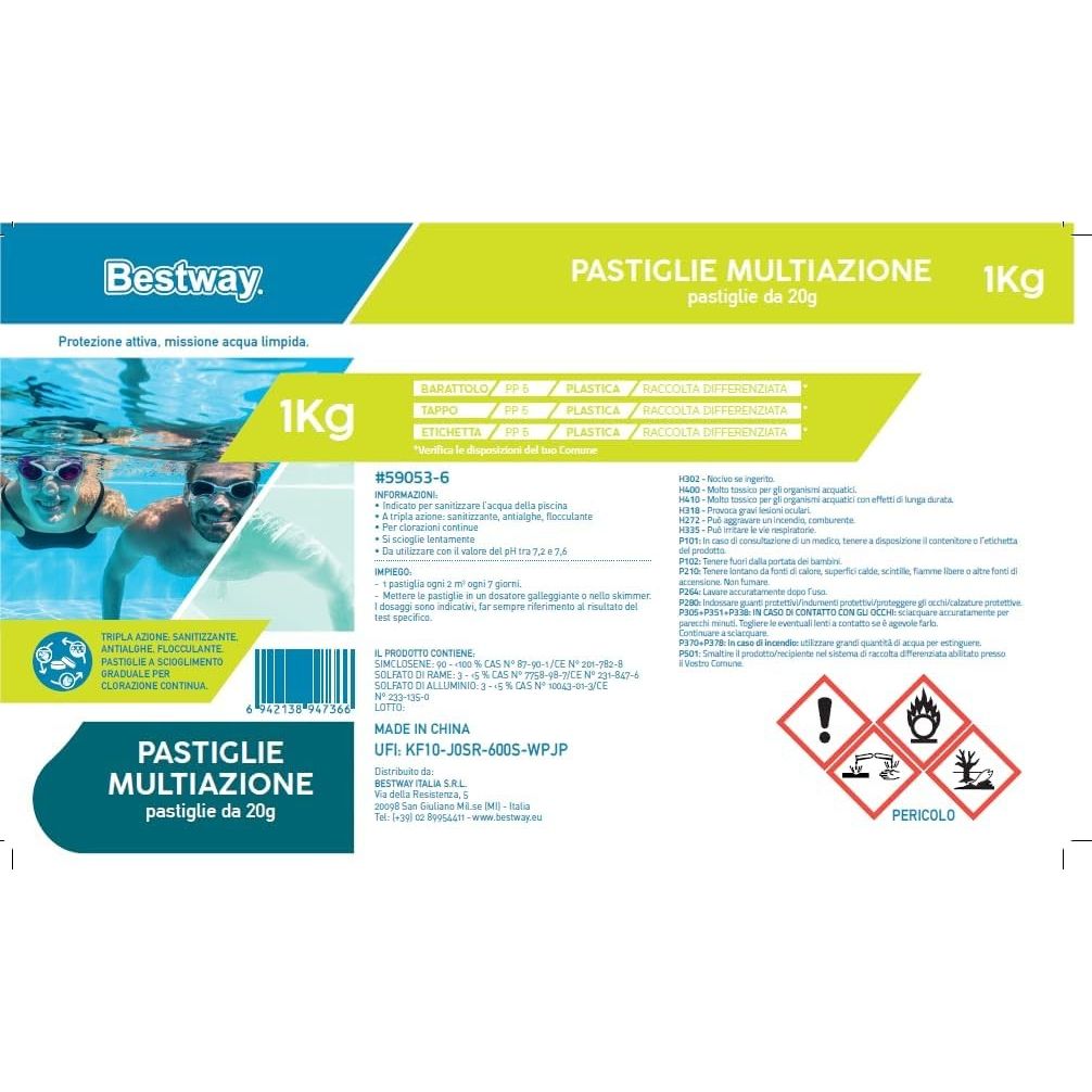 Bestway Cloro Pastiglie Combinate Multiazione 1 Kg Pastiglie Da 20 Gr