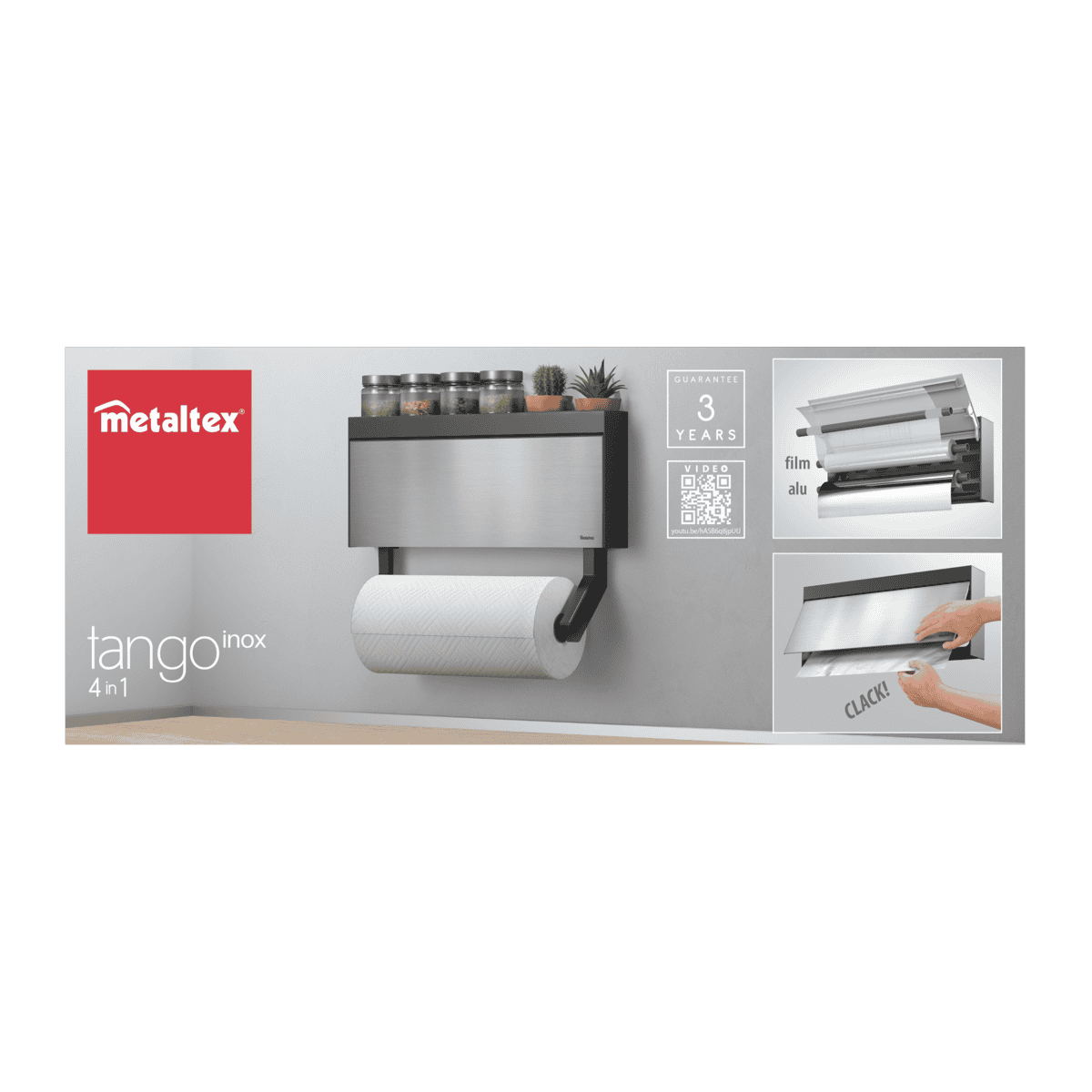 Metaltex Tango Inox Dispenser porta rotoli 3 in 1