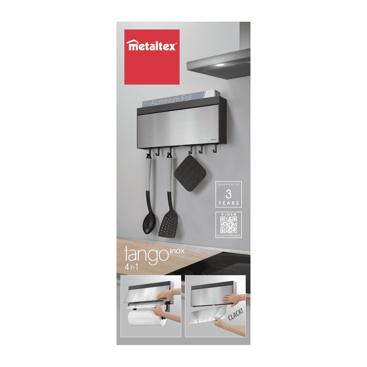 Metaltex Tango Inox Dispenser porta rotoli 3 in 1