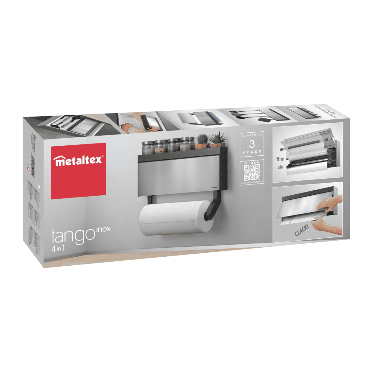 Metaltex Tango Inox Dispenser porta rotoli 3 in 1