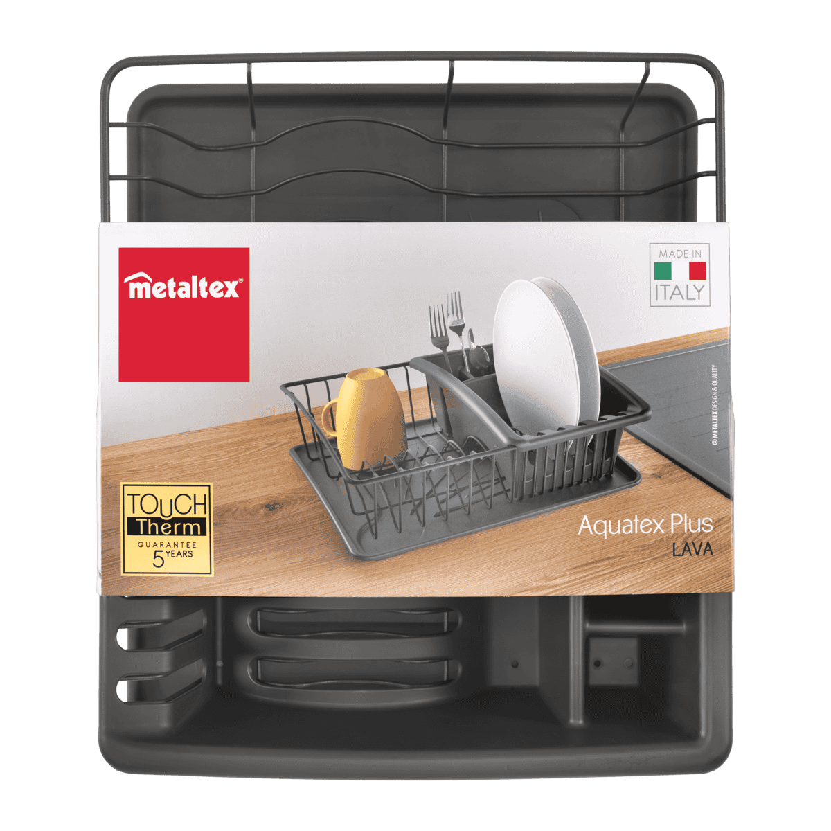 Metaltex Aquatex Plus LAVA - Scolapiatti con bacinella e vaschetta