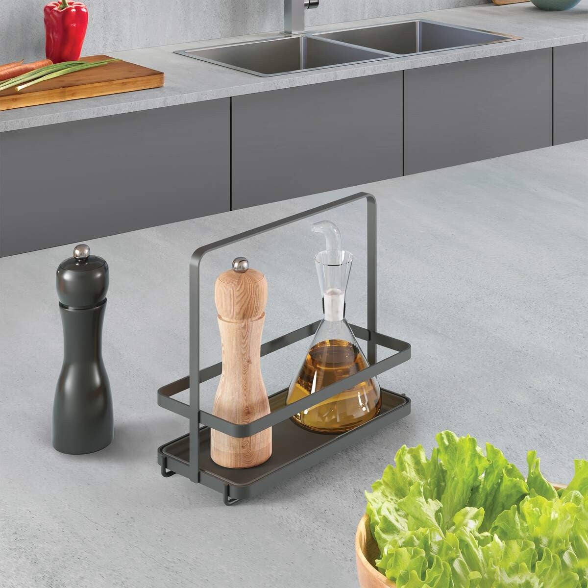 Metaltex Tokyo LAVA – Porta olio/aceto/spezie 1 piano con vassoio