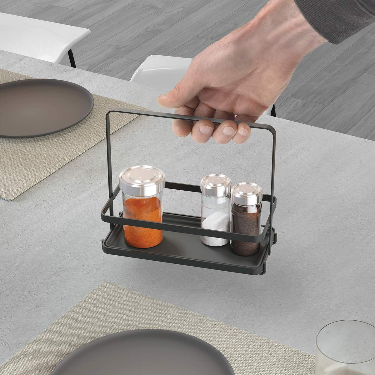 Metaltex Tokyo LAVA – Porta olio/aceto/spezie 1 piano con vassoio