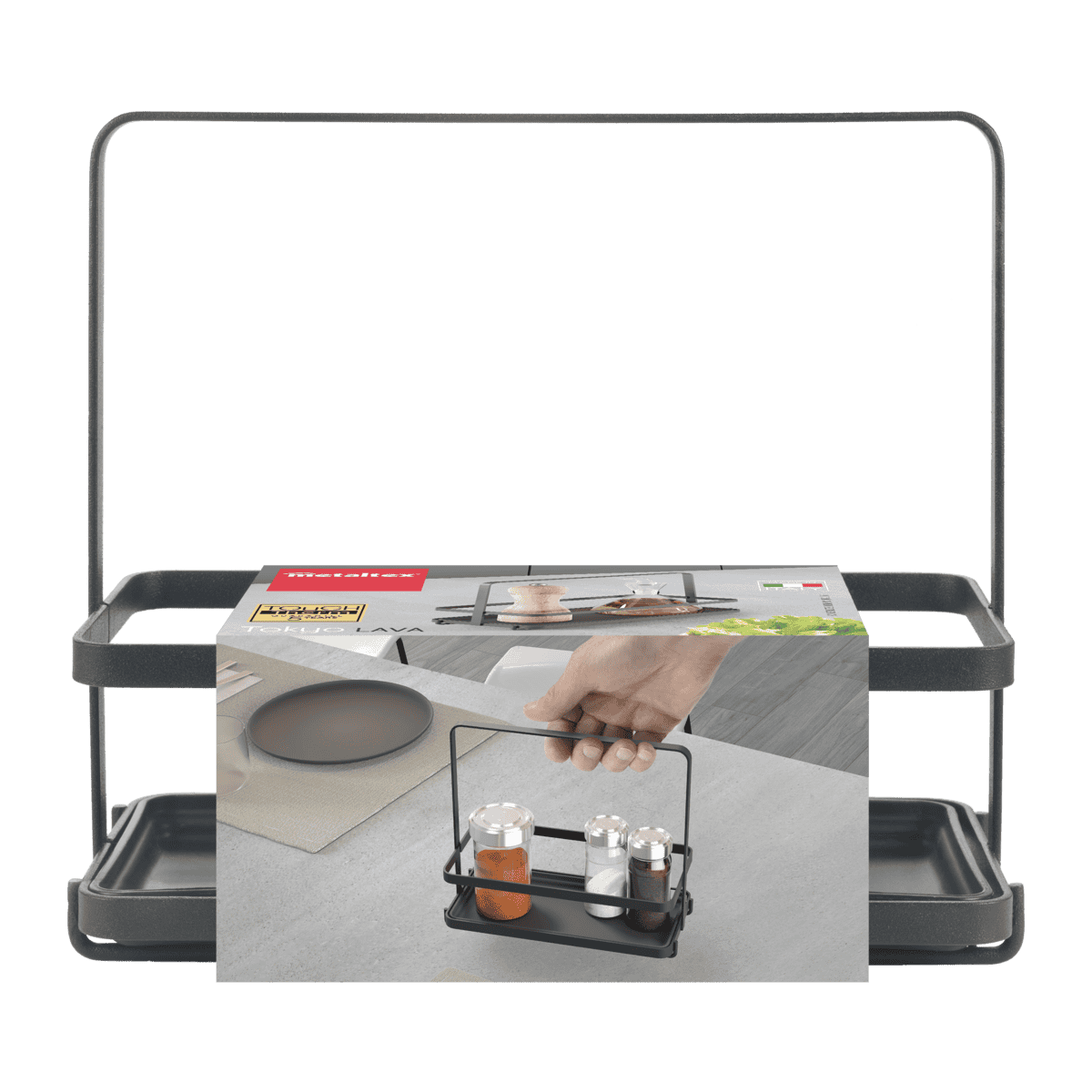 Metaltex Tokyo LAVA – Porta olio/aceto/spezie 1 piano con vassoio