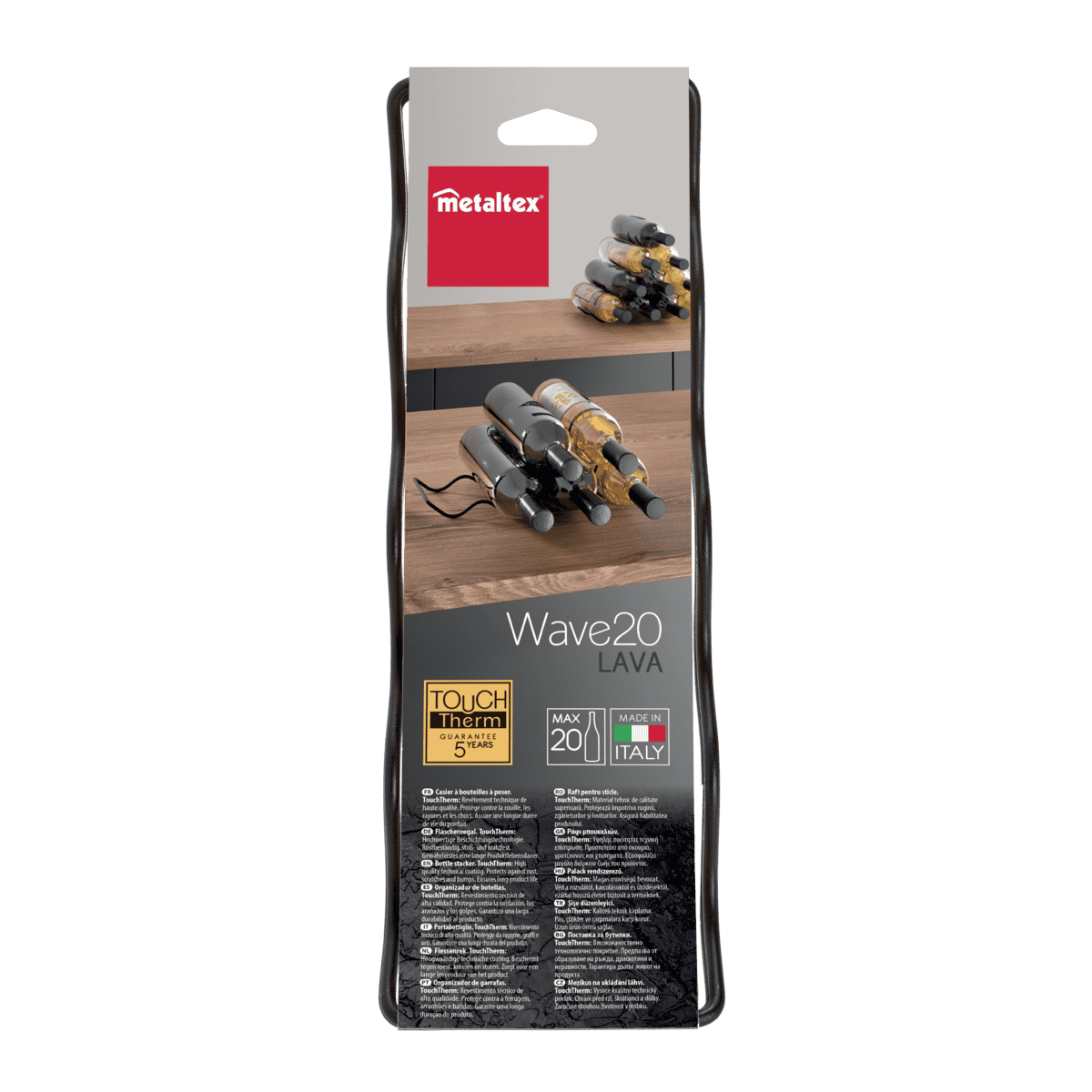 Metaltex Wave 20 LAVA – Set 2 portabottiglie impilabili