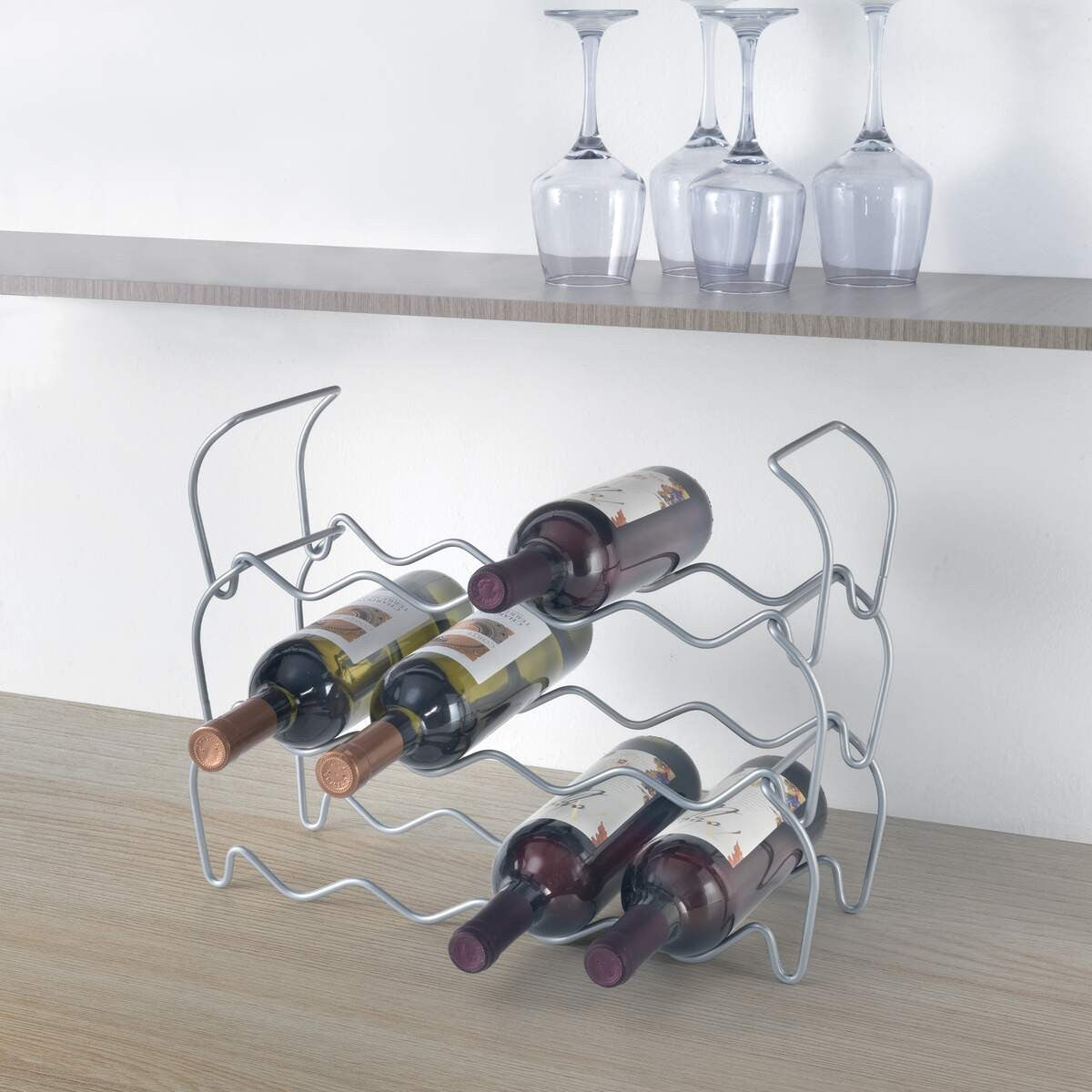 Metaltex Wine-Bar 12 Silver - Set 3 portabottiglie impilabili