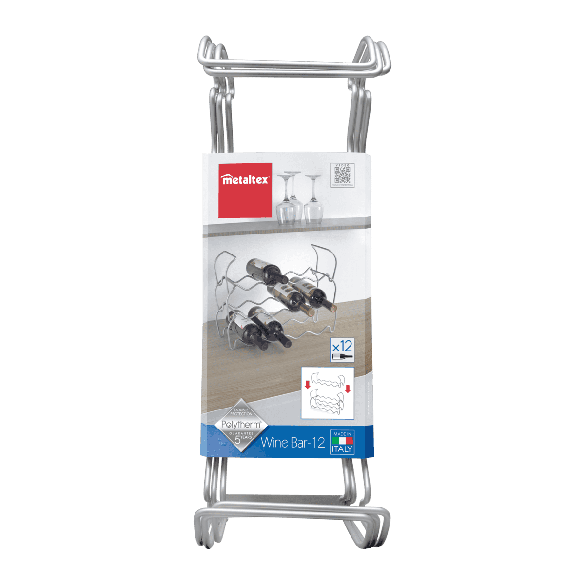 Metaltex Wine-Bar 12 Silver - Set 3 portabottiglie impilabili