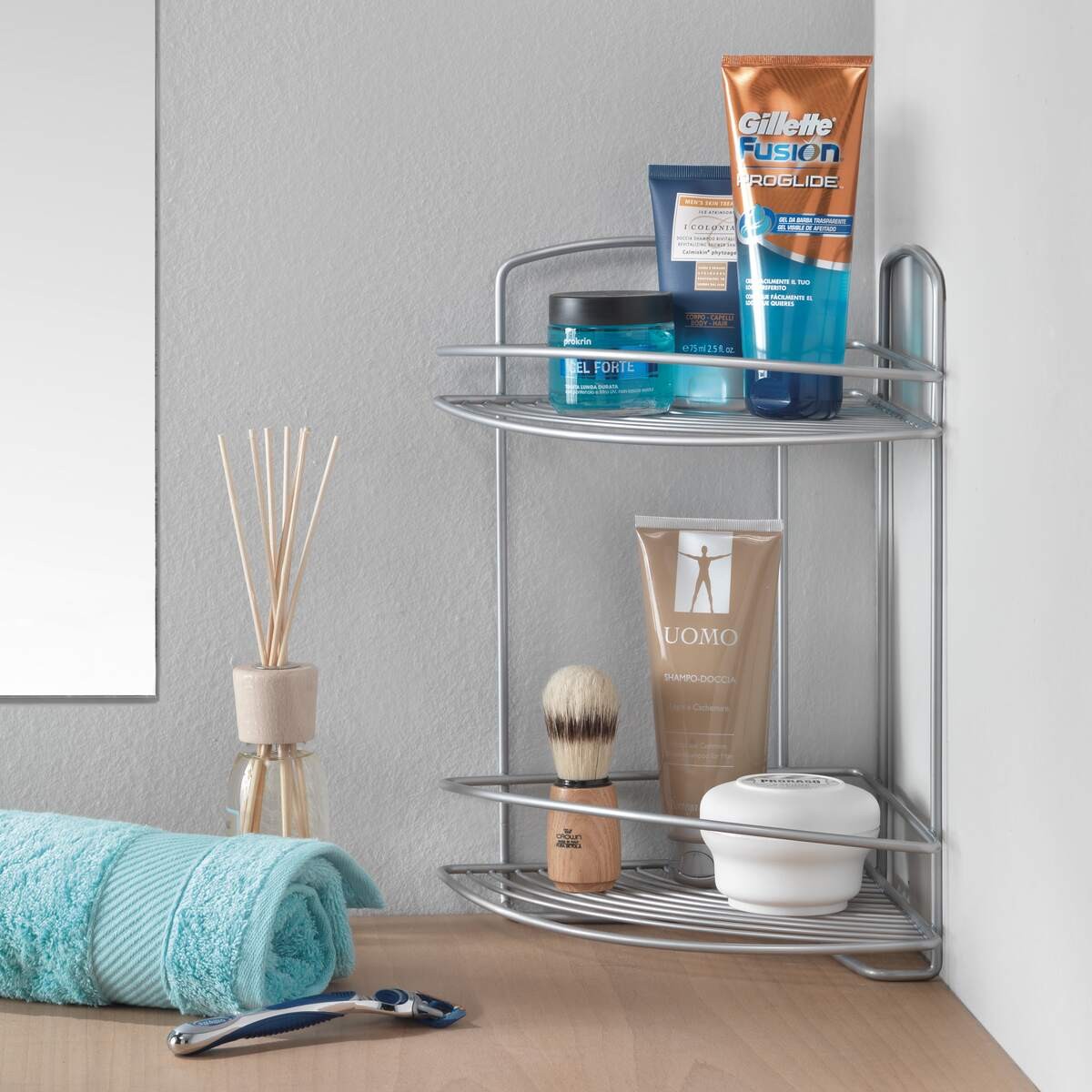 Metaltex Onda Line - Mensola angolare 2 piani