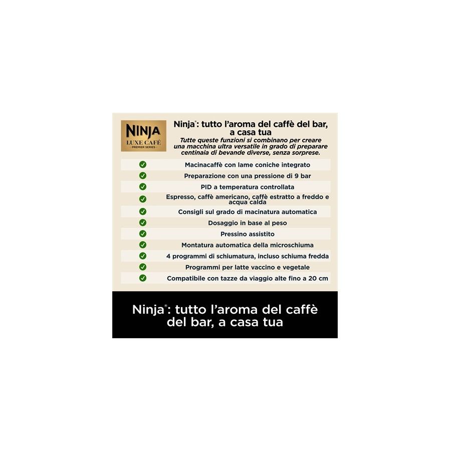NINJA LUXE CAFE' PREMIER MACCHINA DA CAFFE' GARANZIA UFFICIALE ITALIA 2 ANNI