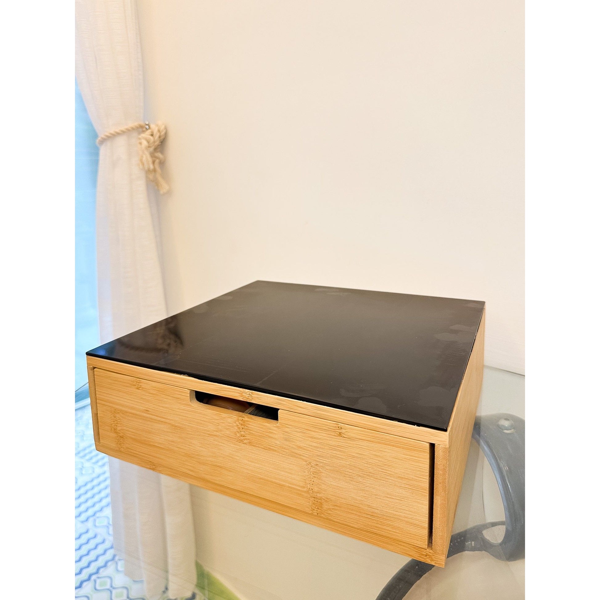 Cassetto Porta Cialde o Capsule in Bamboo Con Ripiano In Vetro Temperato