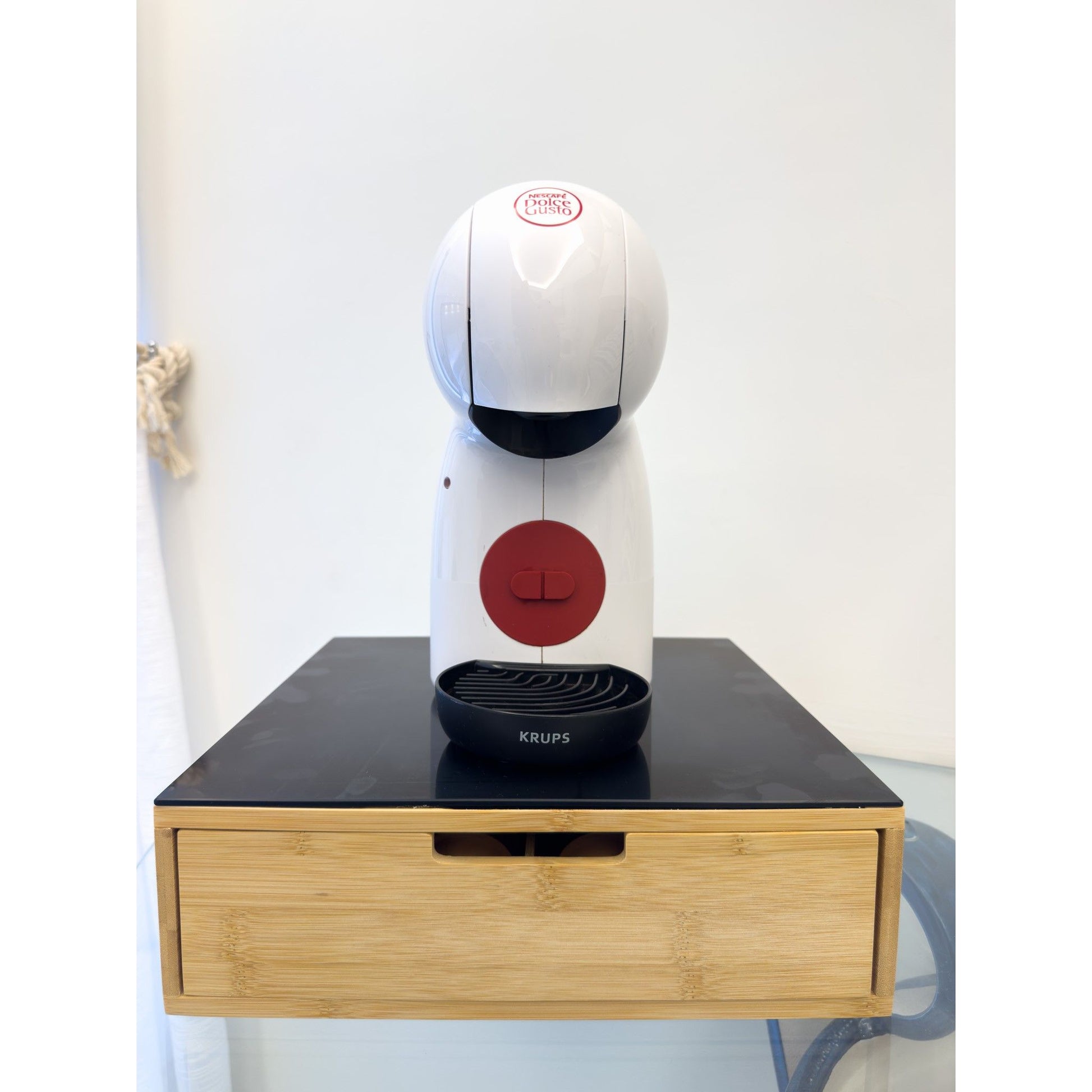 Cassetto Porta Cialde o Capsule in Bamboo Con Ripiano In Vetro Temperato