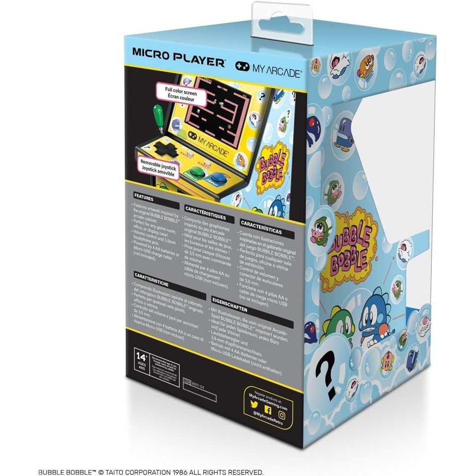 MyArcade Bubble Bobble Micro Player 6.75" – Retro Arcade da Collezione