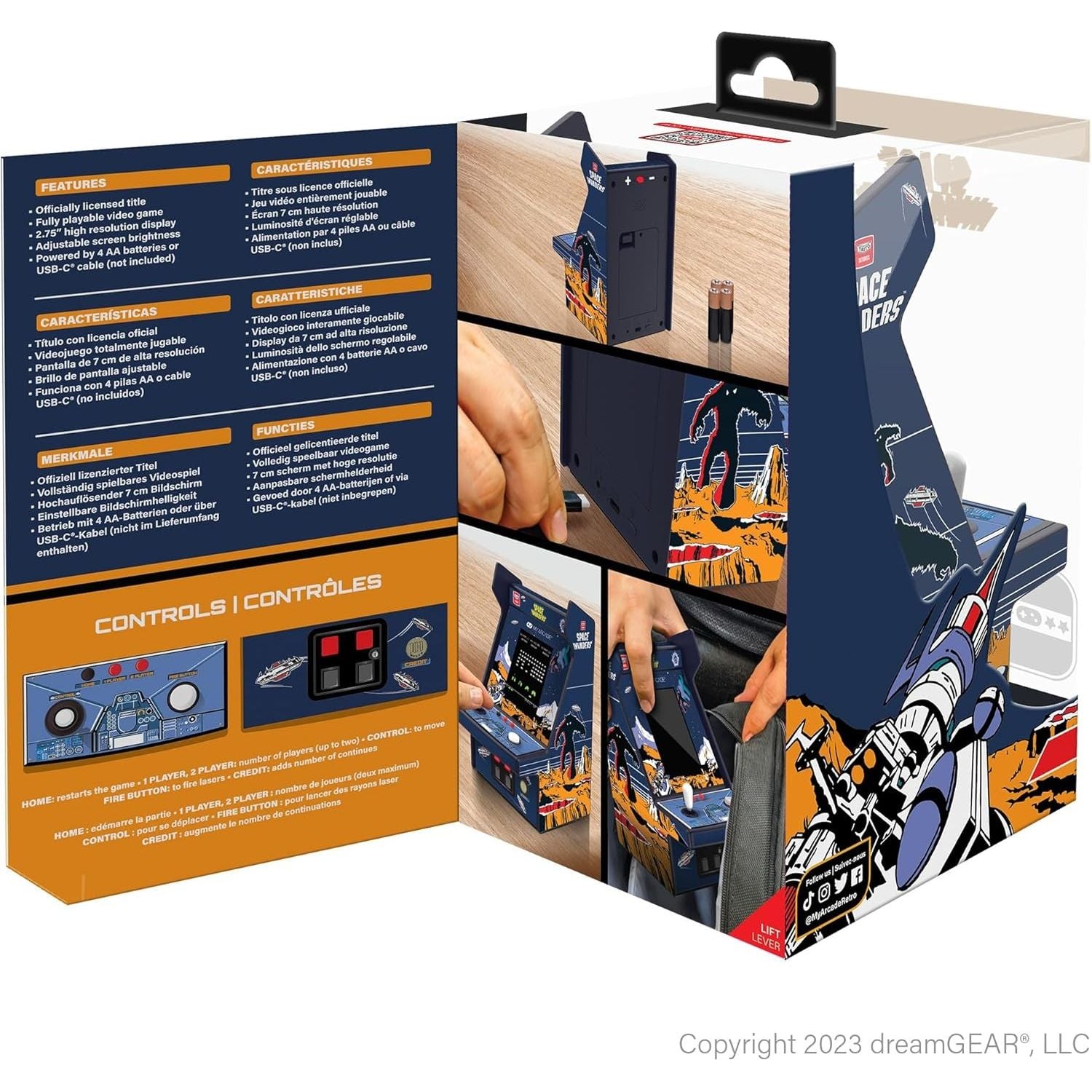 MyArcade Micro Player Pro 6.7" Space Invaders – Console Arcade Retro Portatile 2 Giochi in 1