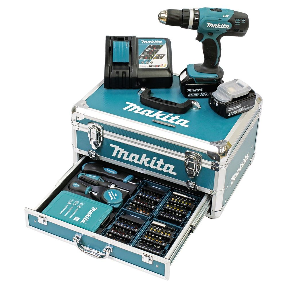 Makita Trapano Avvitatore con Percussione LXT DHP453RFX2 18V – Kit Completo