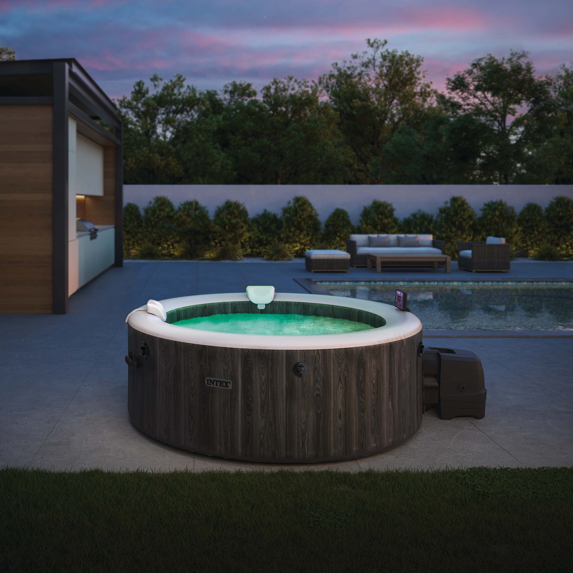 Intex 28440NP PureSpa Greywood Deluxe Spa Idromassaggio 4 Posti