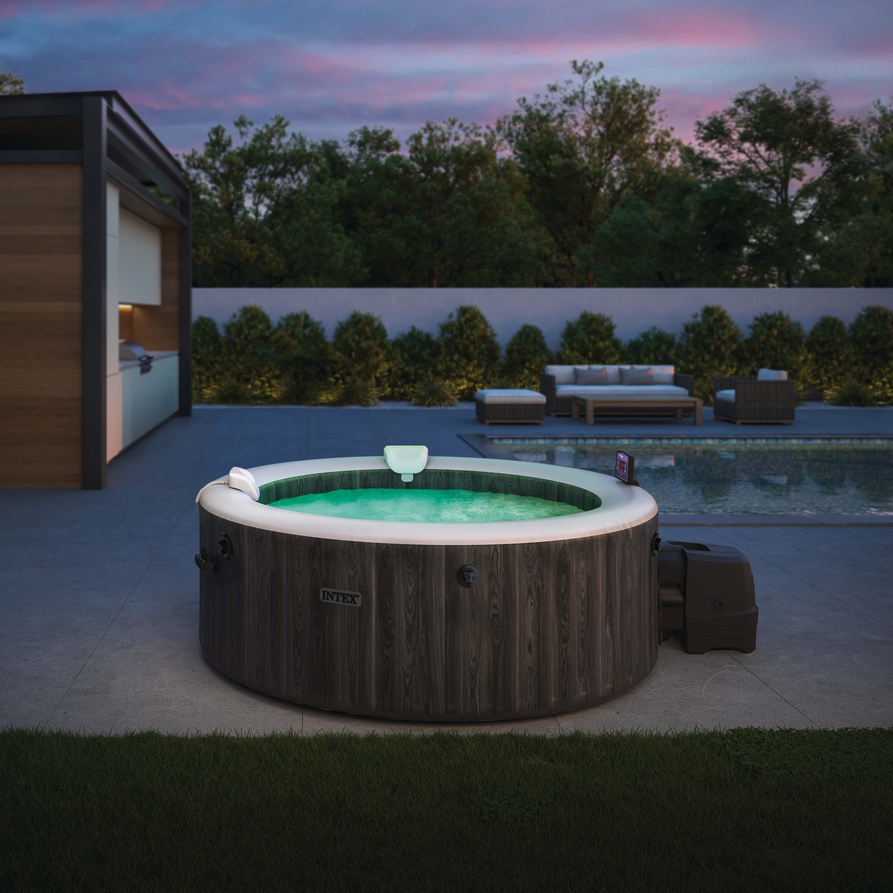 Intex 28440NP PureSpa Greywood Deluxe Spa Idromassaggio 4 Posti