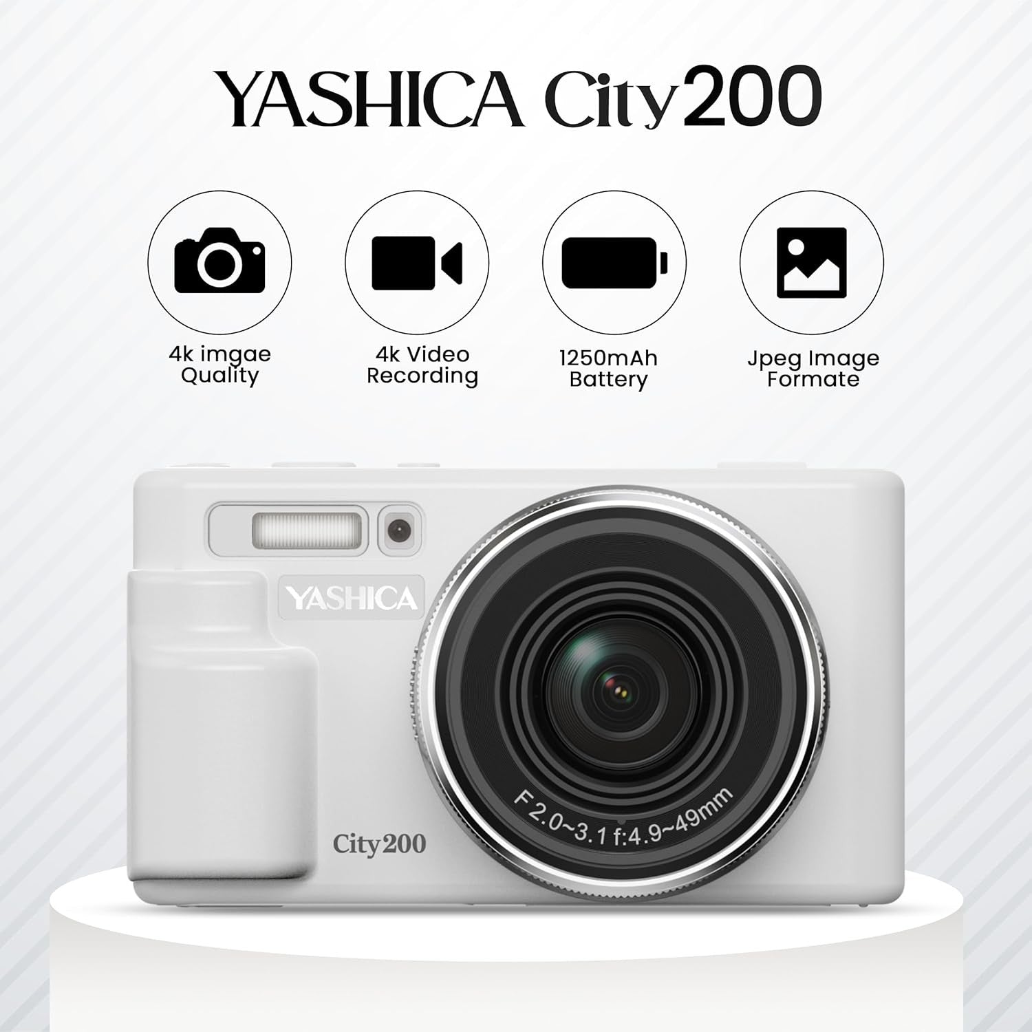 Yashica CITY 200 DIGITAL WHITE GARANZIA UFFICIALE ITALIA 2 ANNI