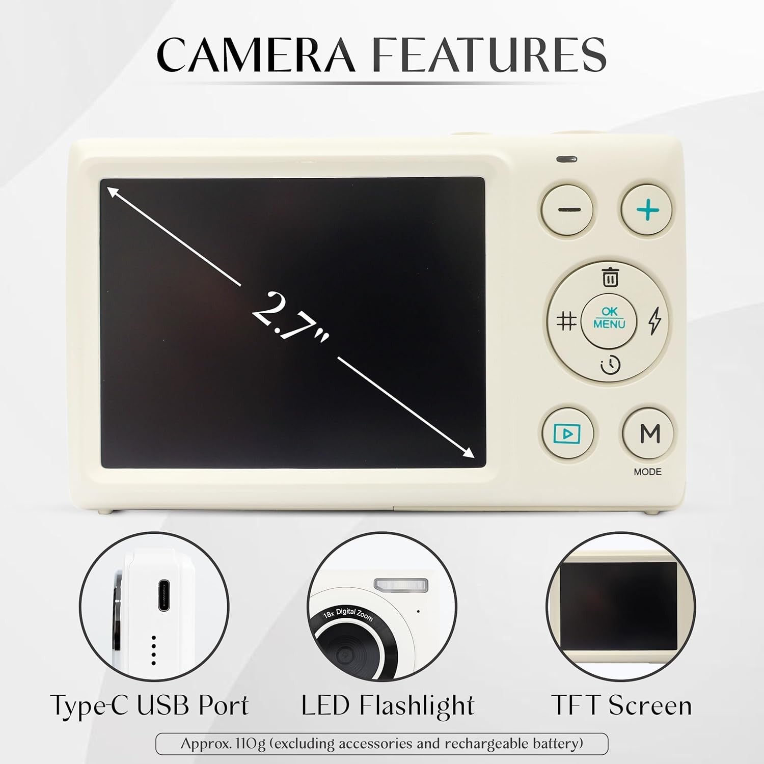 Yashica DIGIMATE OFF WHITE GARANZIA UFFICIALE ITALIA 2 ANNI