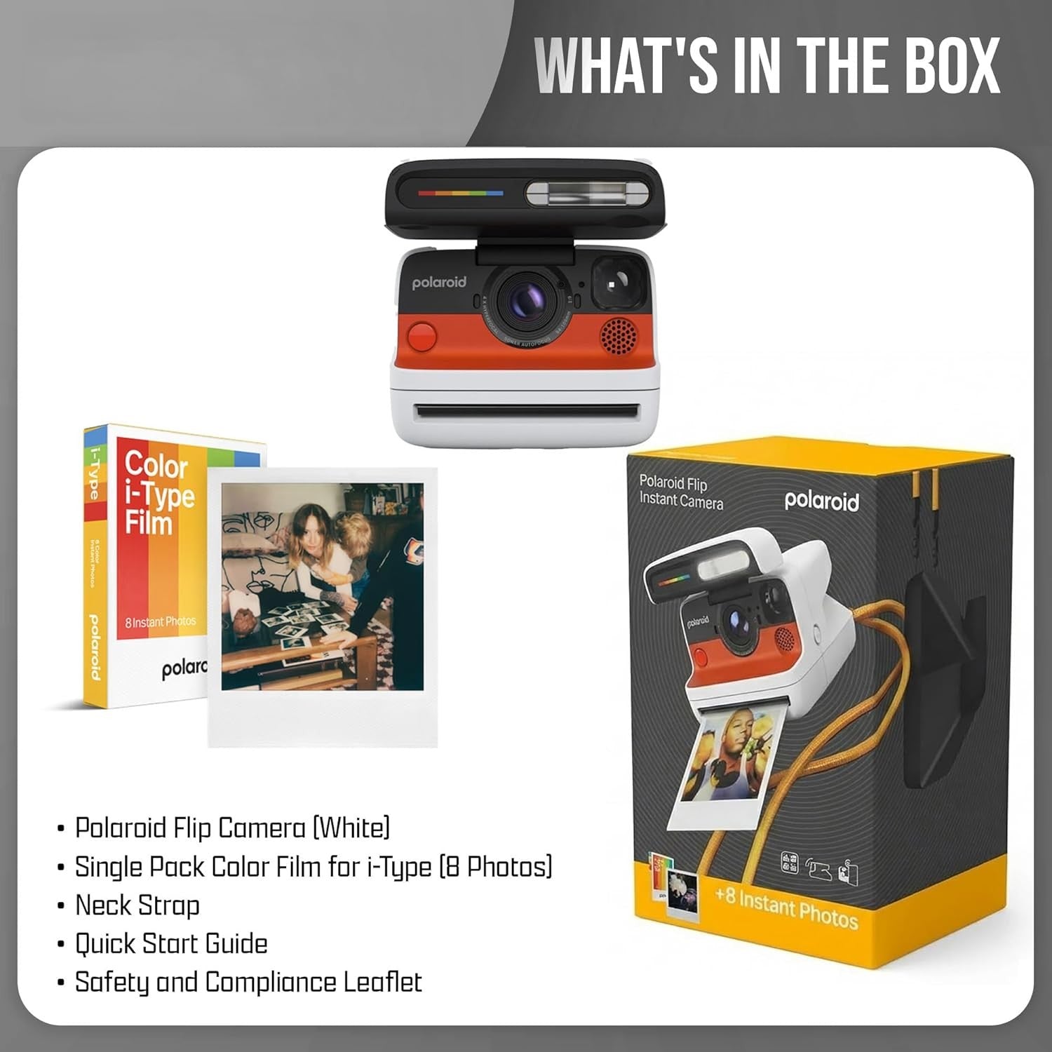 Polaroid FLIP Bundle Film Color White (8 foto a colori incluse) GARANZIA 2 ANNI UFFICIALE NITAL ITALIA