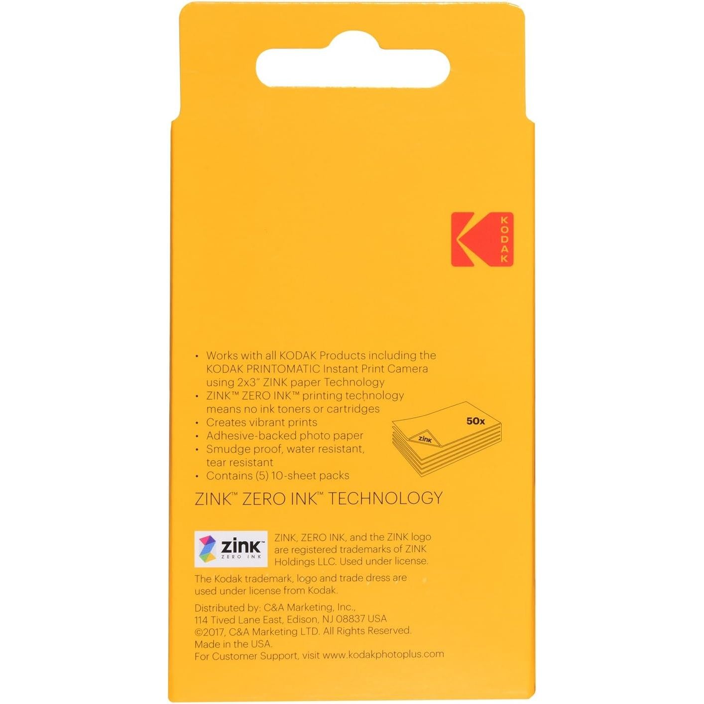 KODAK ZINK 2X3 PAPER 50 SCATTI 50x76mm