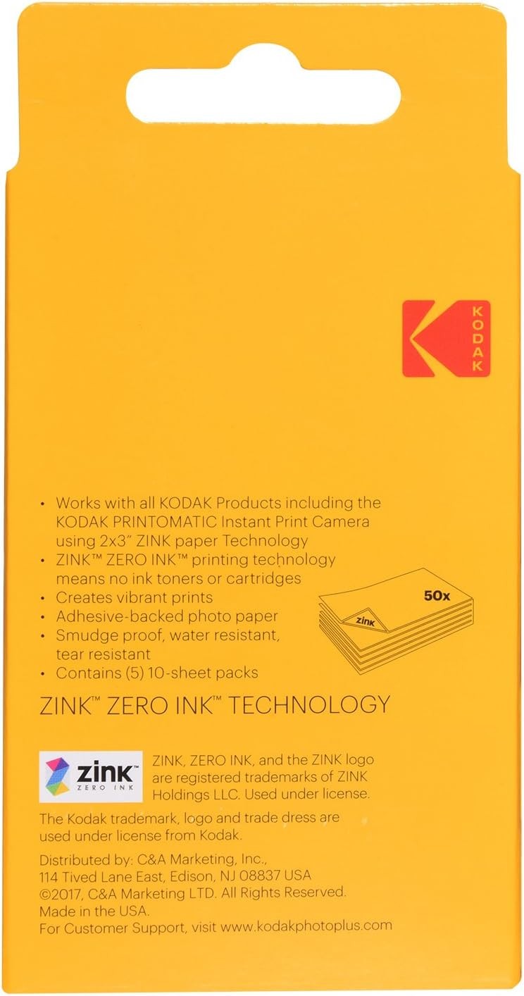 KODAK ZINK 2X3 PAPER 50 SCATTI 50x76mm