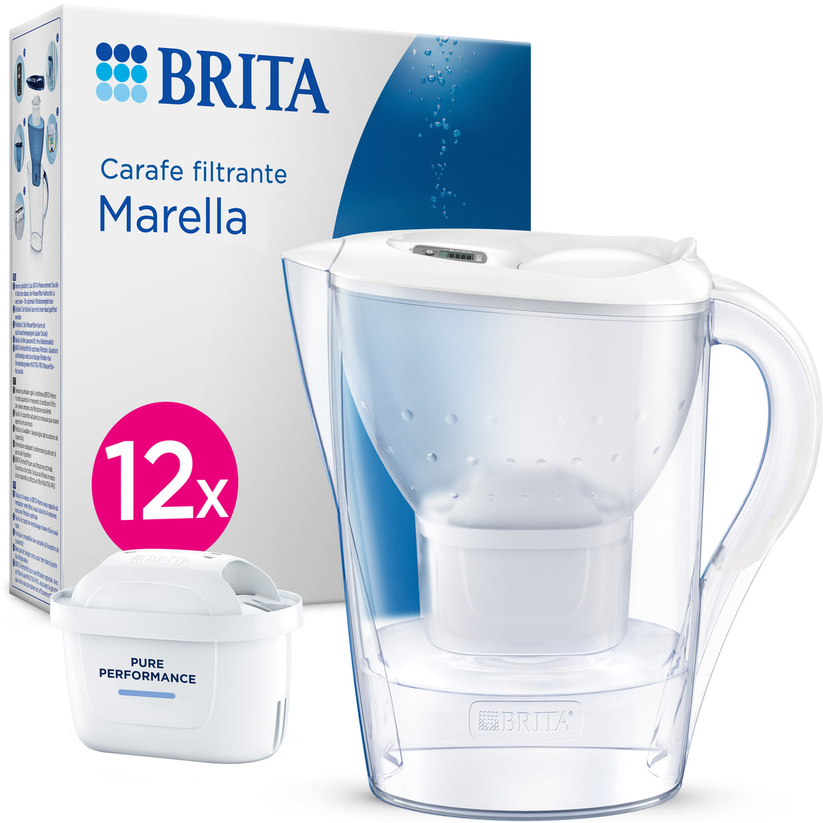 Brita Marella Caraffa Filtrante per Acqua incl. 12x filtri MAXTRA PRO All-in-1
