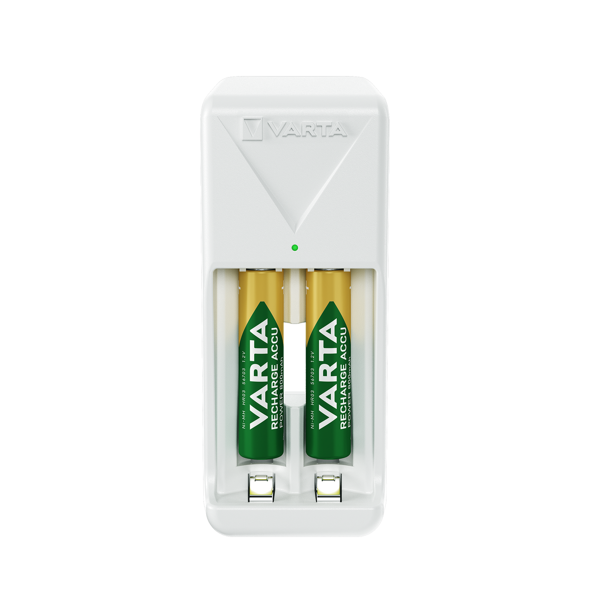 VARTA Mini Charger NiMH AA/AAA con 2 Batterie Ricaricabili – 2100 mAh / 800 mAh