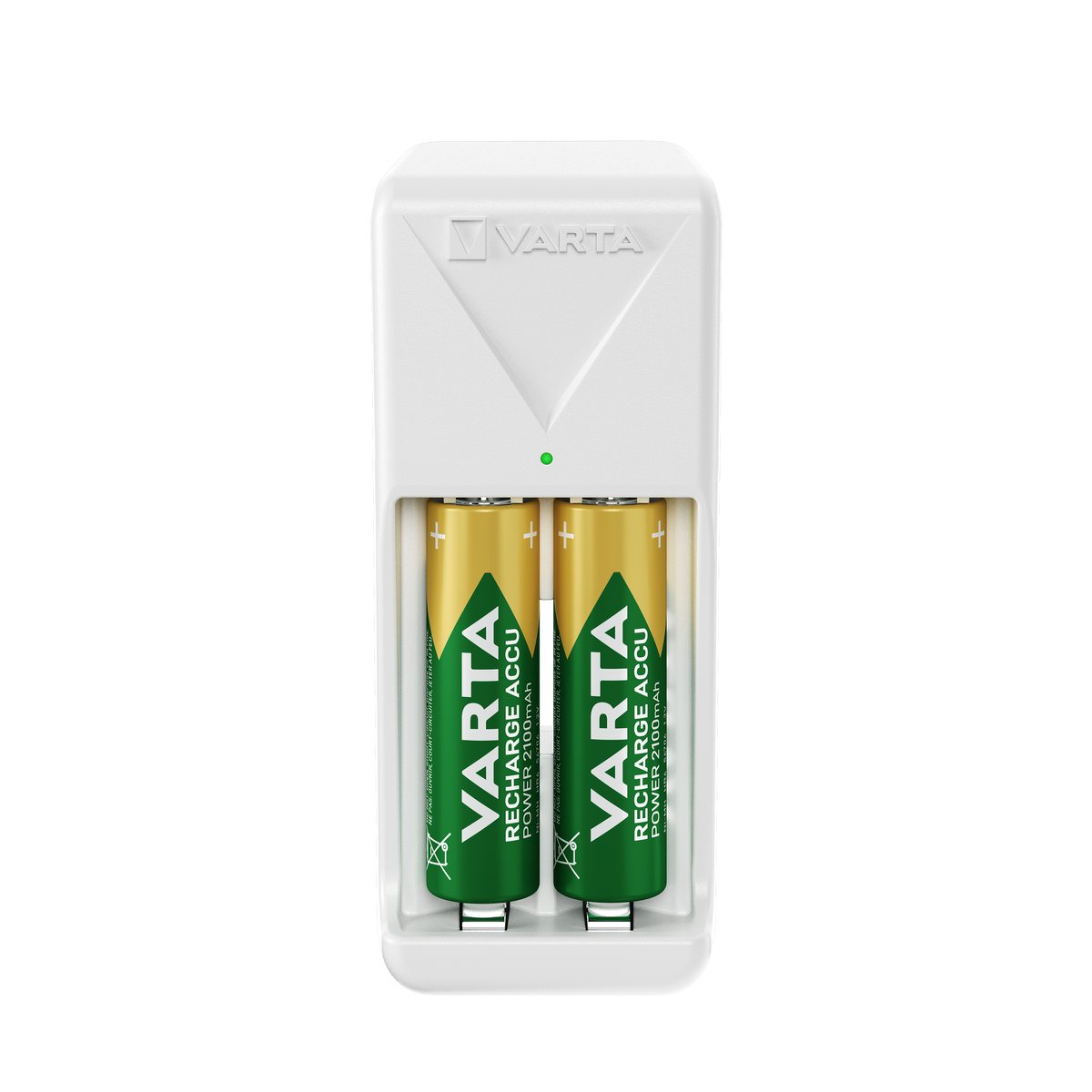 VARTA Mini Charger NiMH AA/AAA con 2 Batterie Ricaricabili – 2100 mAh / 800 mAh
