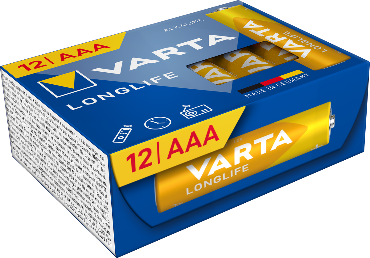VARTA Pile Longlife AAA LR03 1,5V – Cube Pack 12 Pezzi