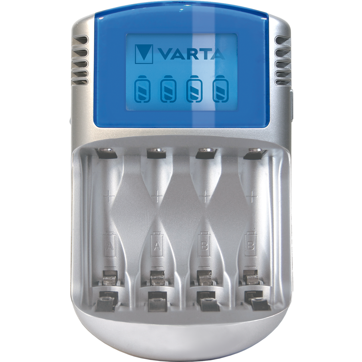 VARTA Caricabatterie LCD AA/AAA con 4 Batterie AA 2600 mAh, Adattatore 12V e USB