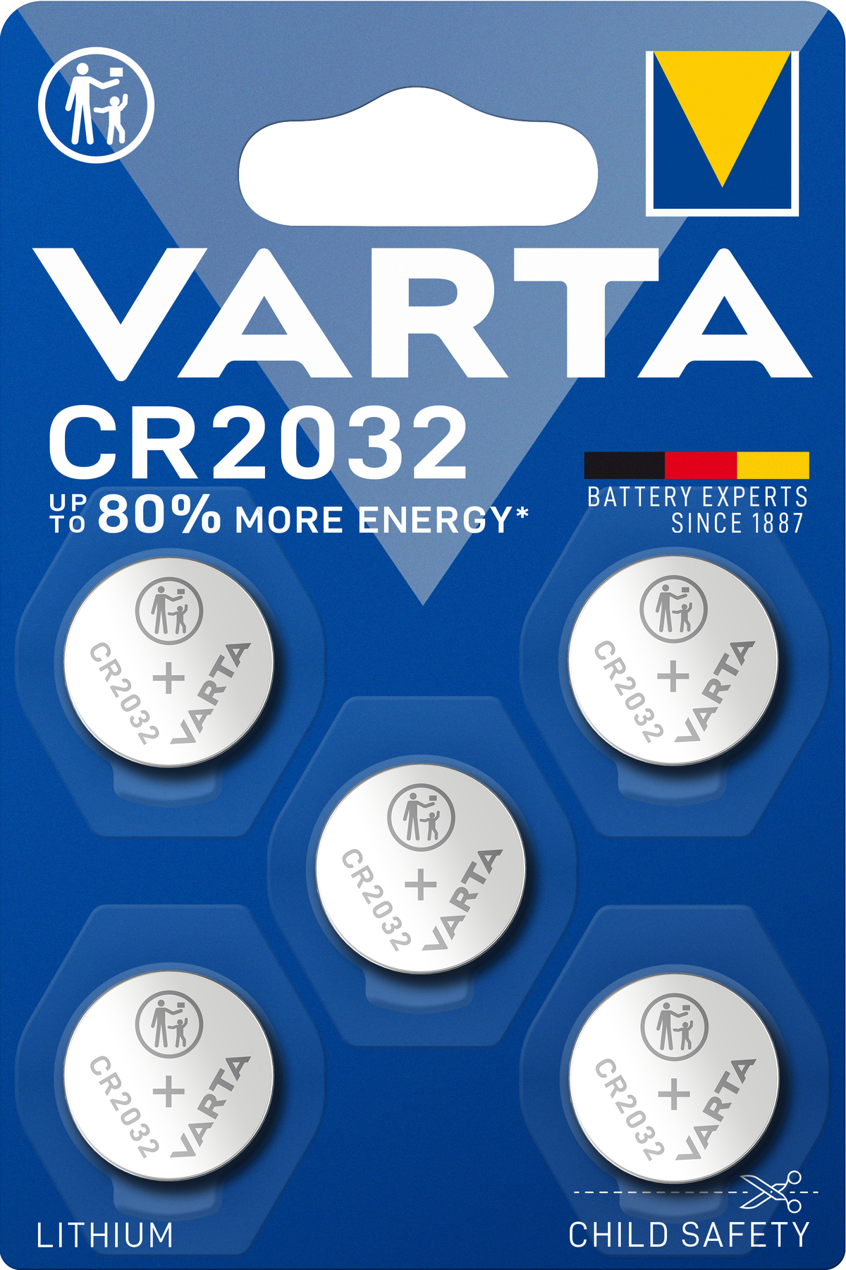 Pile a Bottone VARTA Lithium CR2016 / CR2025 / CR2032 3V – Blister 5 Pezzi