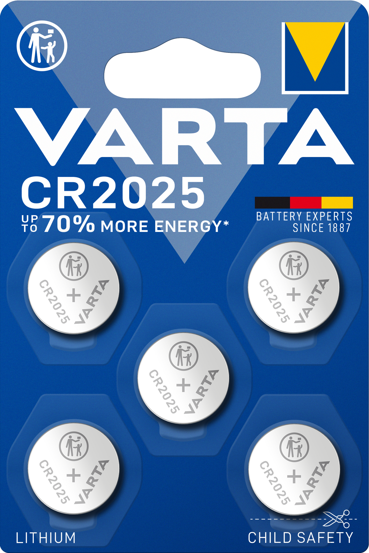 Pile a Bottone VARTA Lithium CR2016 / CR2025 / CR2032 3V – Blister 5 Pezzi