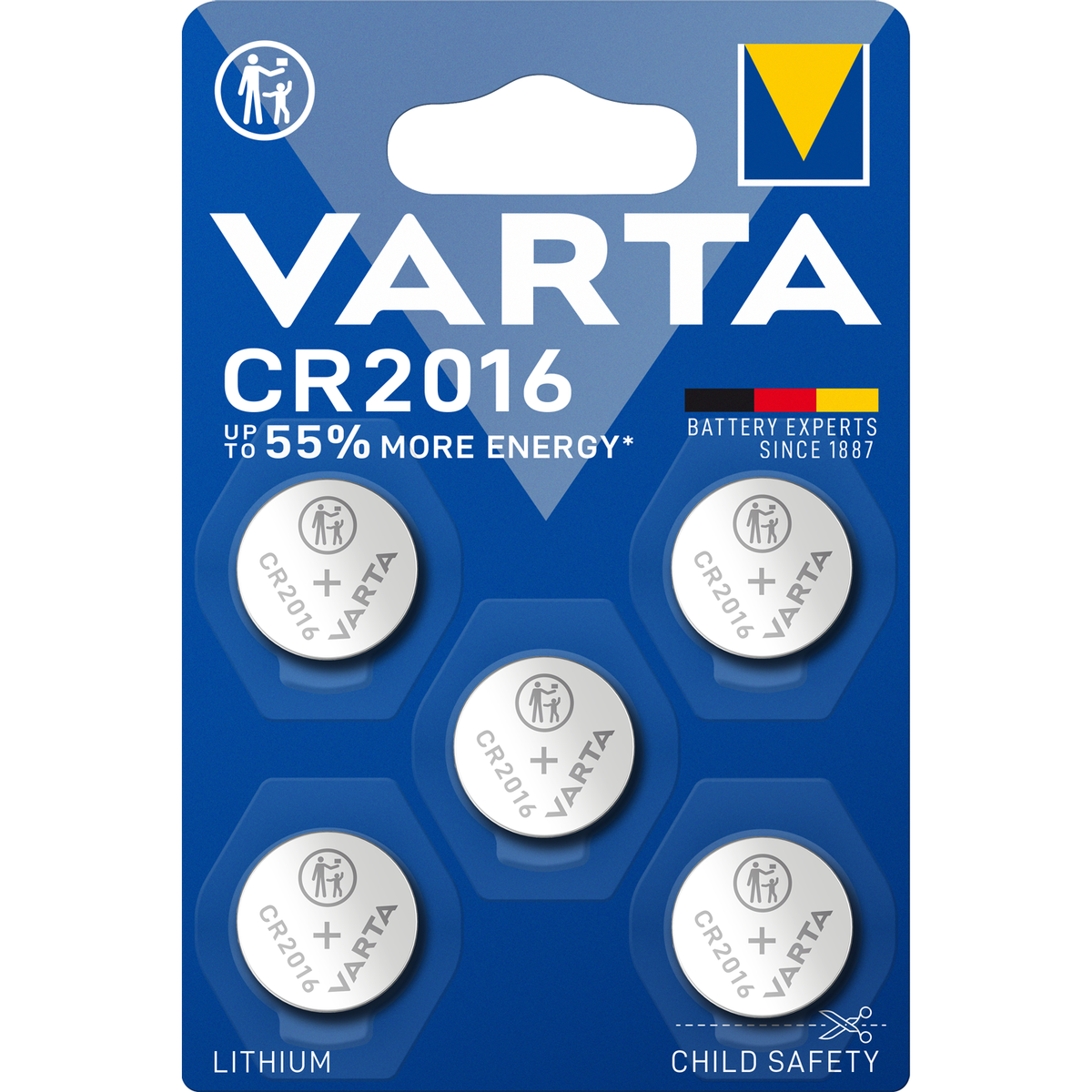 Pile a Bottone VARTA Lithium CR2016 / CR2025 / CR2032 3V – Blister 5 Pezzi