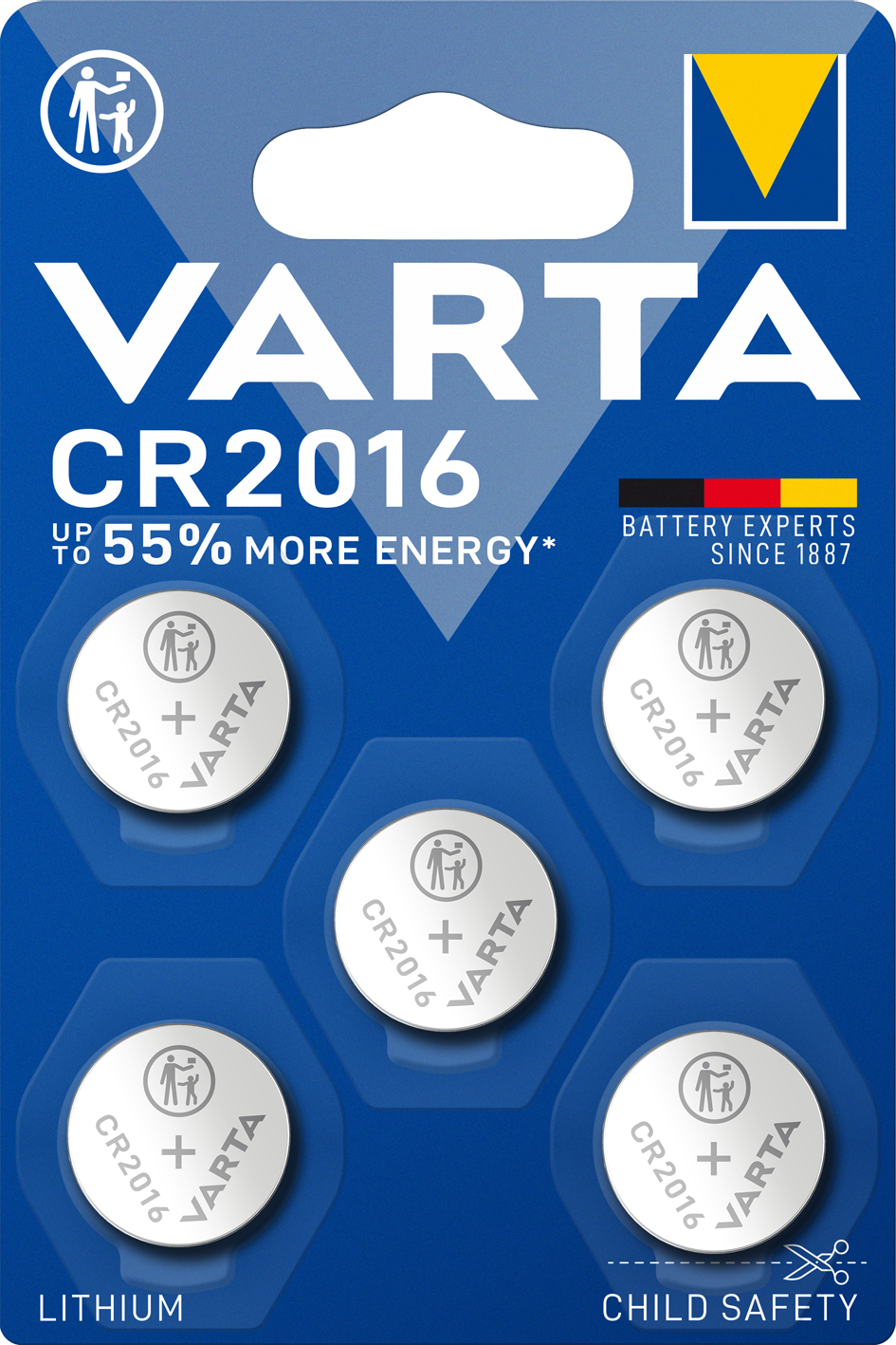 Pile a Bottone VARTA Lithium CR2016 / CR2025 / CR2032 3V – Blister 5 Pezzi