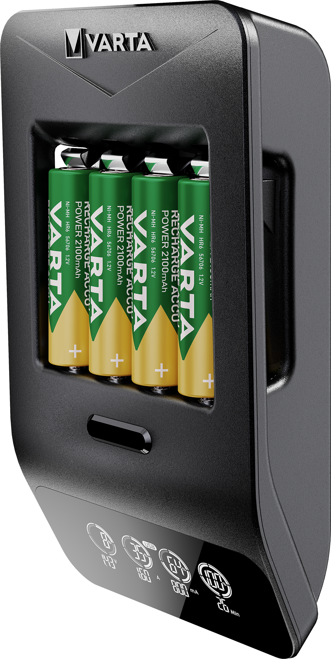VARTA LCD Smart Charger+ Caricabatterie con 4 AA 2100 mAh