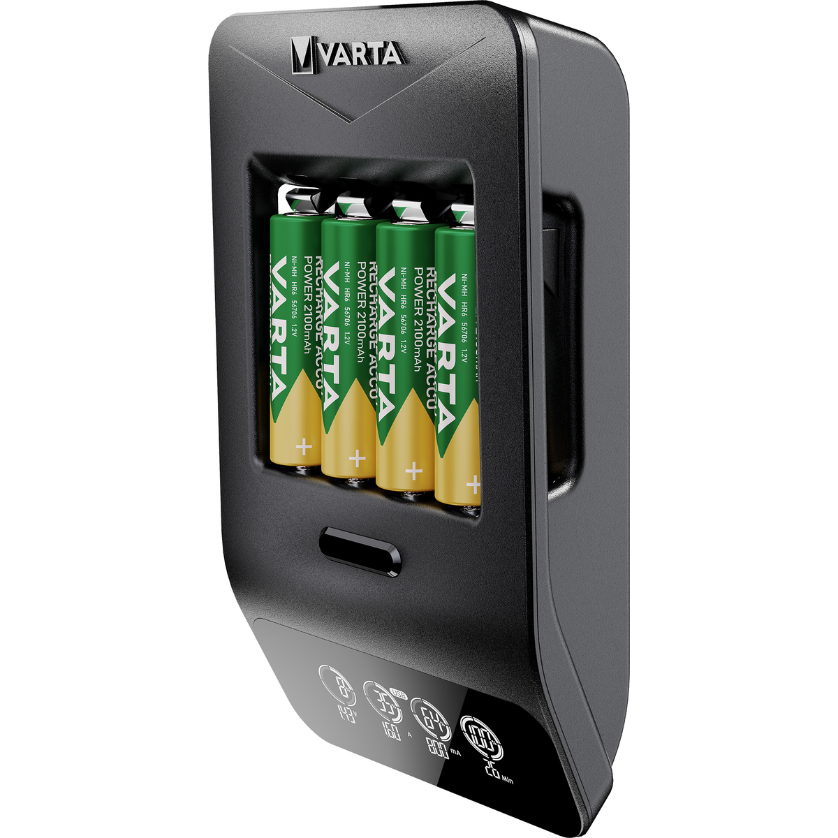 VARTA LCD Smart Charger+ Caricabatterie con 4 AA 2100 mAh