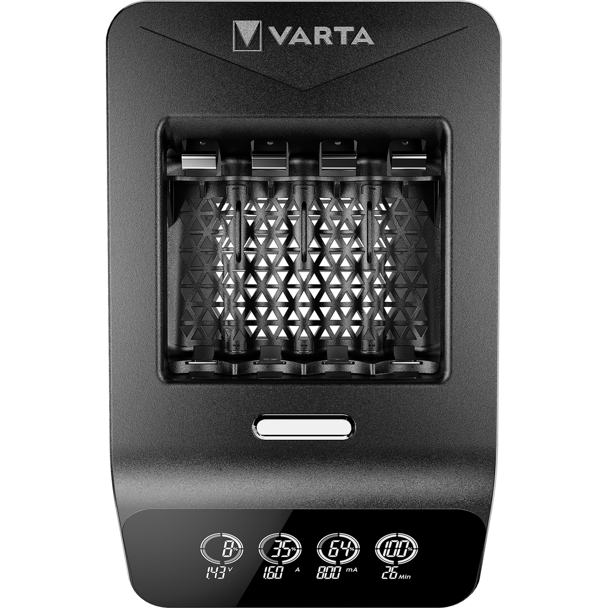VARTA LCD Ultra Fast Charger+ Caricabatterie Rapido con 4 AA 2100 mAh