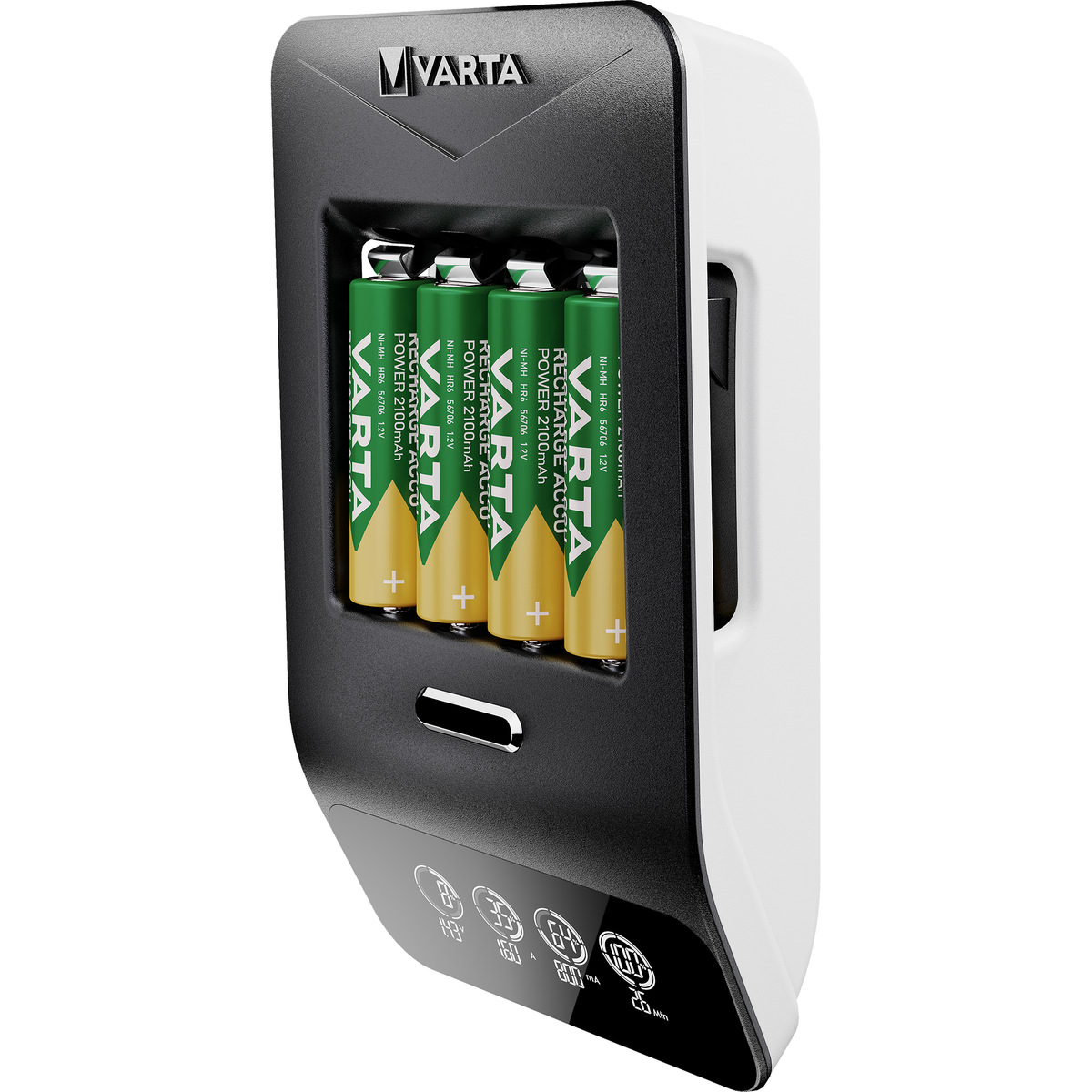 VARTA LCD Ultra Fast Charger+ Caricabatterie Rapido con 4 AA 2100 mAh