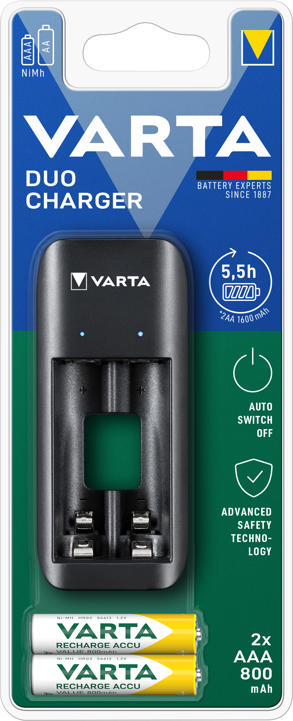 VARTA Value USB Duo Charger USB-C + 2 Batterie AAA 800mAh