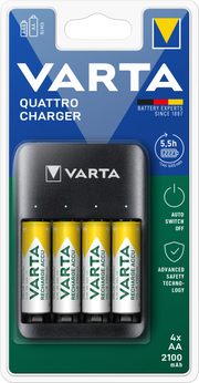 VARTA Value USB Quattro Charger + 4 Batterie AA 2100 mAh NiMH