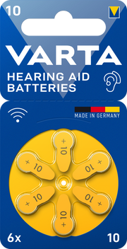 VARTA Hearing Aid Batteries – 6 Pile Zinc Air 1,45V per Apparecchi Acustici | 10, 312, 13, 675