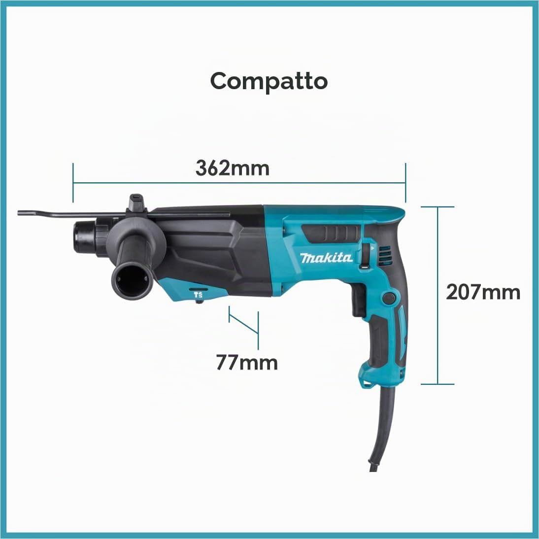 Makita HR2670 – Tassellatore SDS-Plus 800W 26 mm 3 Funzioni