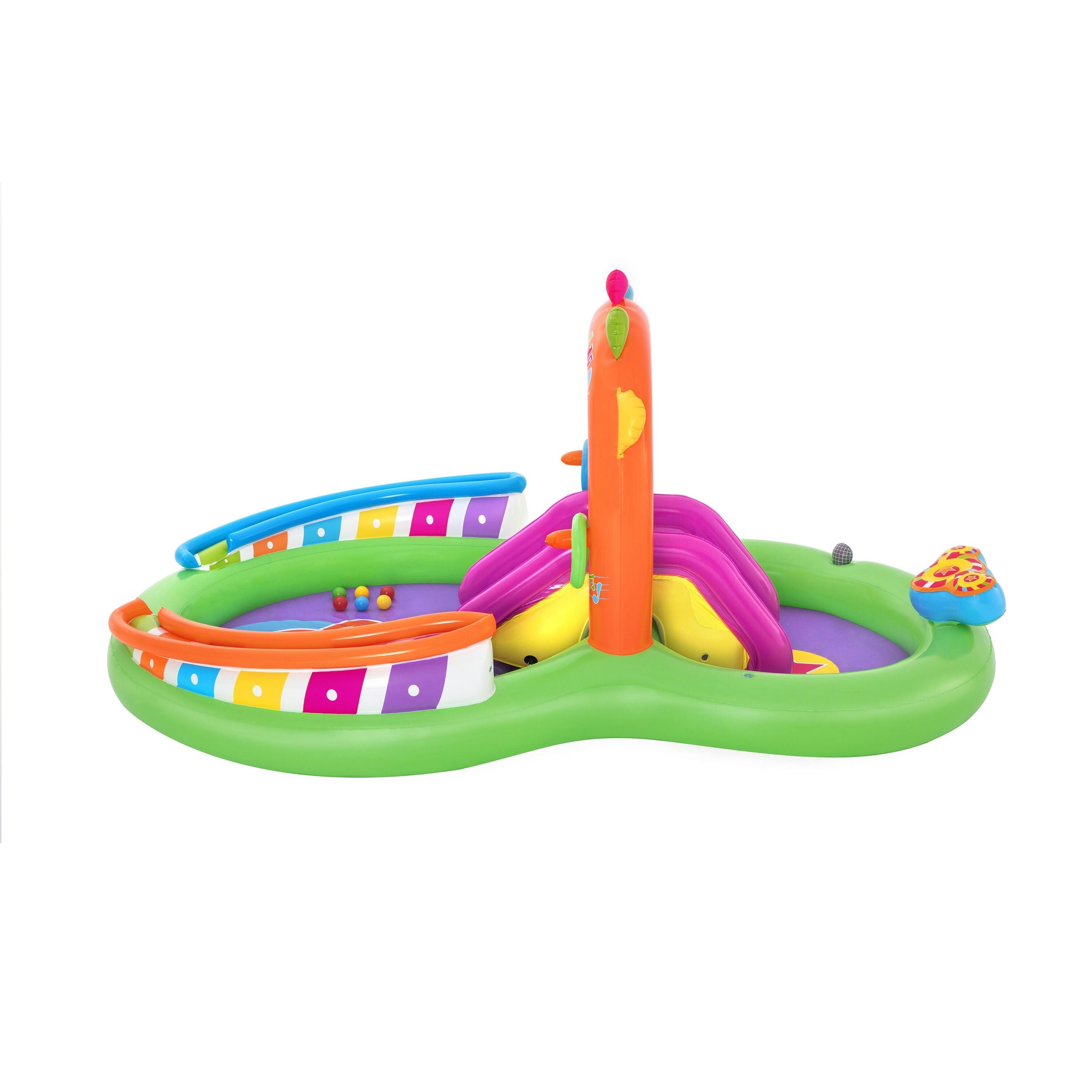 Bestway 53117 Sing 'n Splash Play Center – Parco acquatico gonfiabile con scivolo e giochi musicali
