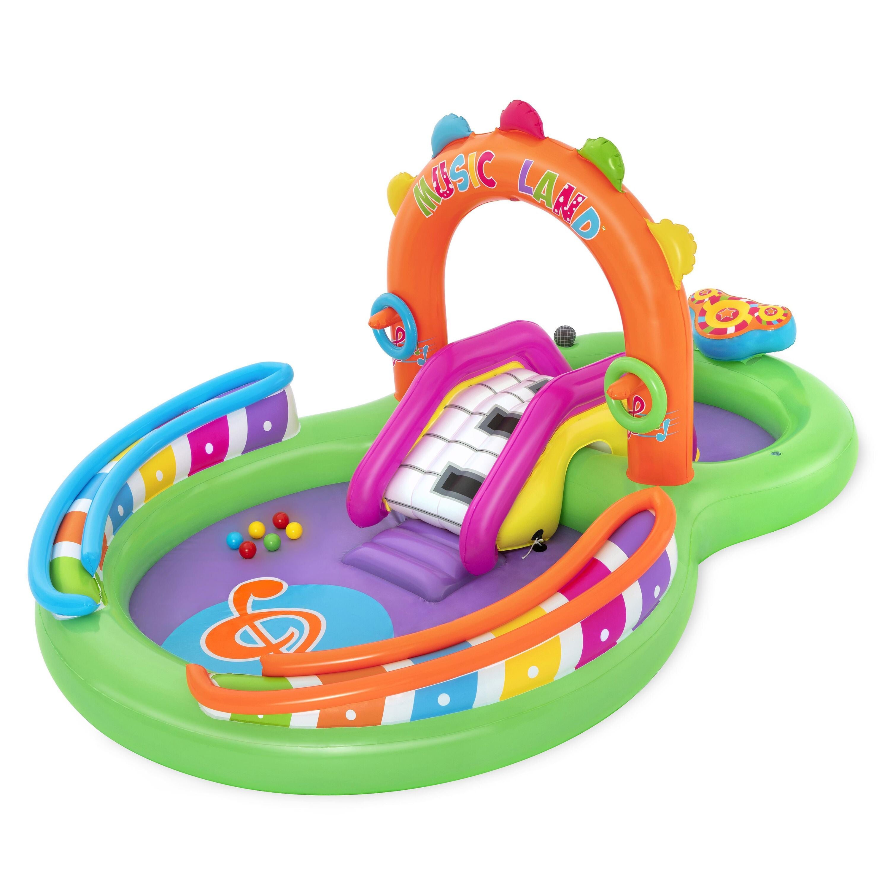Bestway 53117 Sing 'n Splash Play Center – Parco acquatico gonfiabile con scivolo e giochi musicali