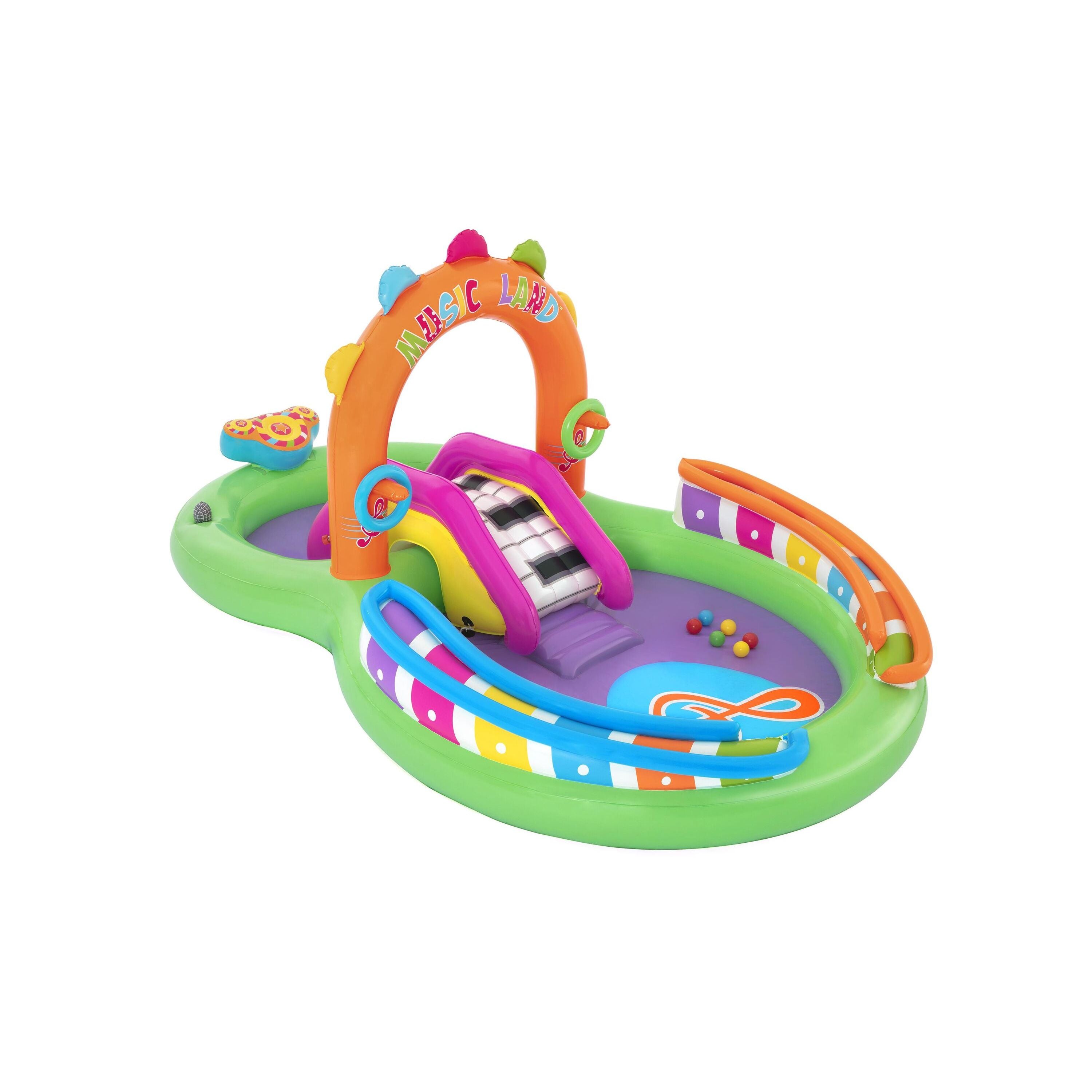Bestway 53117 Sing 'n Splash Play Center – Parco acquatico gonfiabile con scivolo e giochi musicali